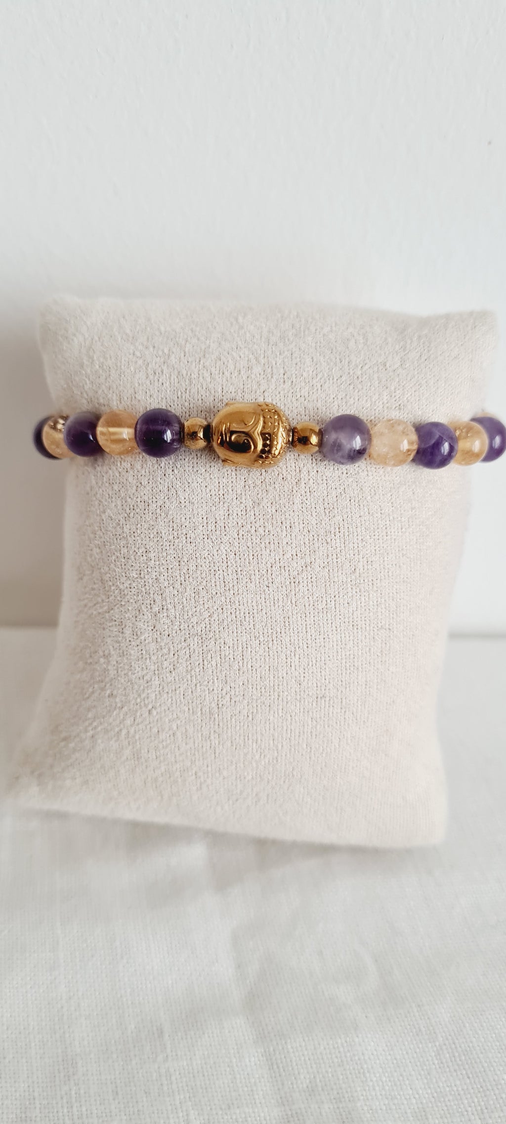 Bracelet Améthyste Citrine Bouddha - Lithothérapie Spirituel France