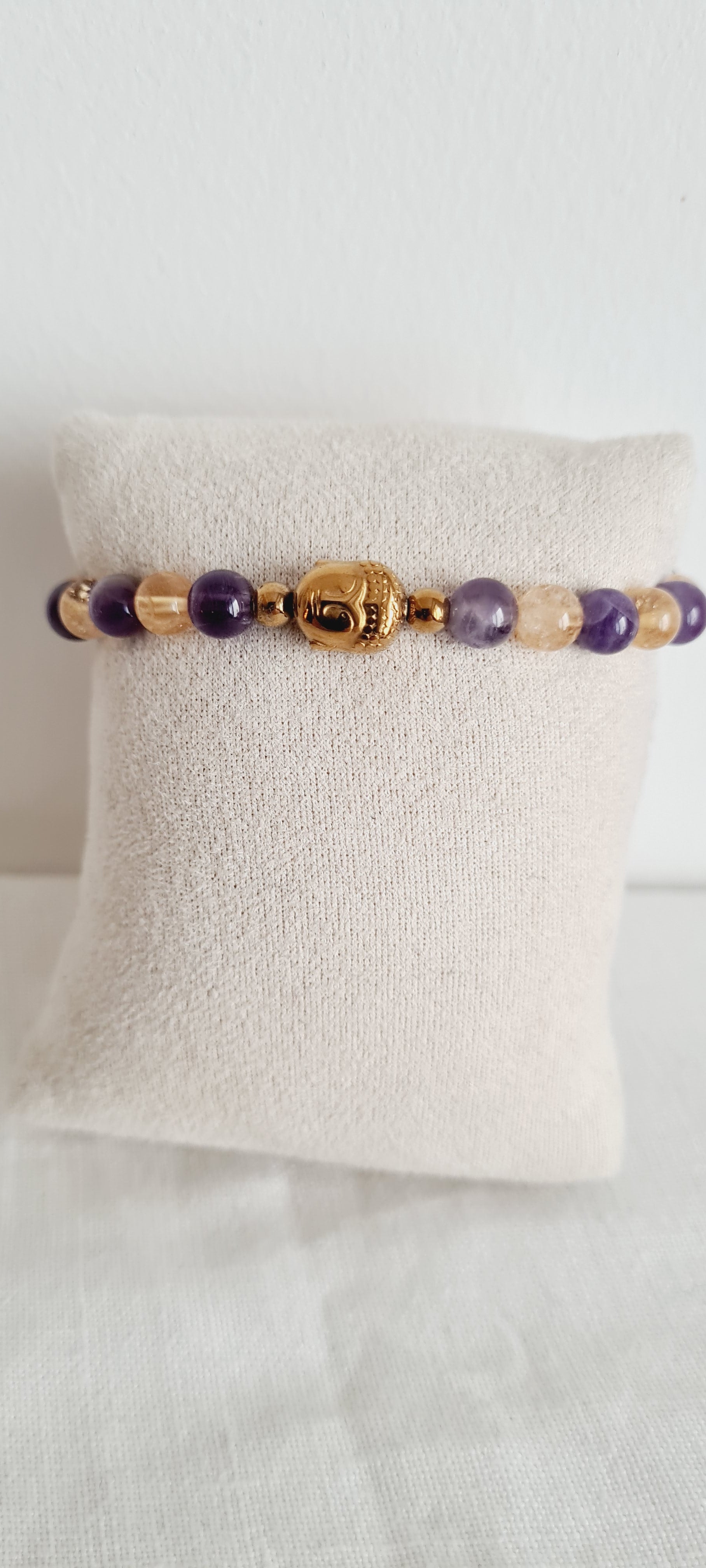 Bracelet Améthyste Citrine Bouddha - Lithothérapie Spirituel France