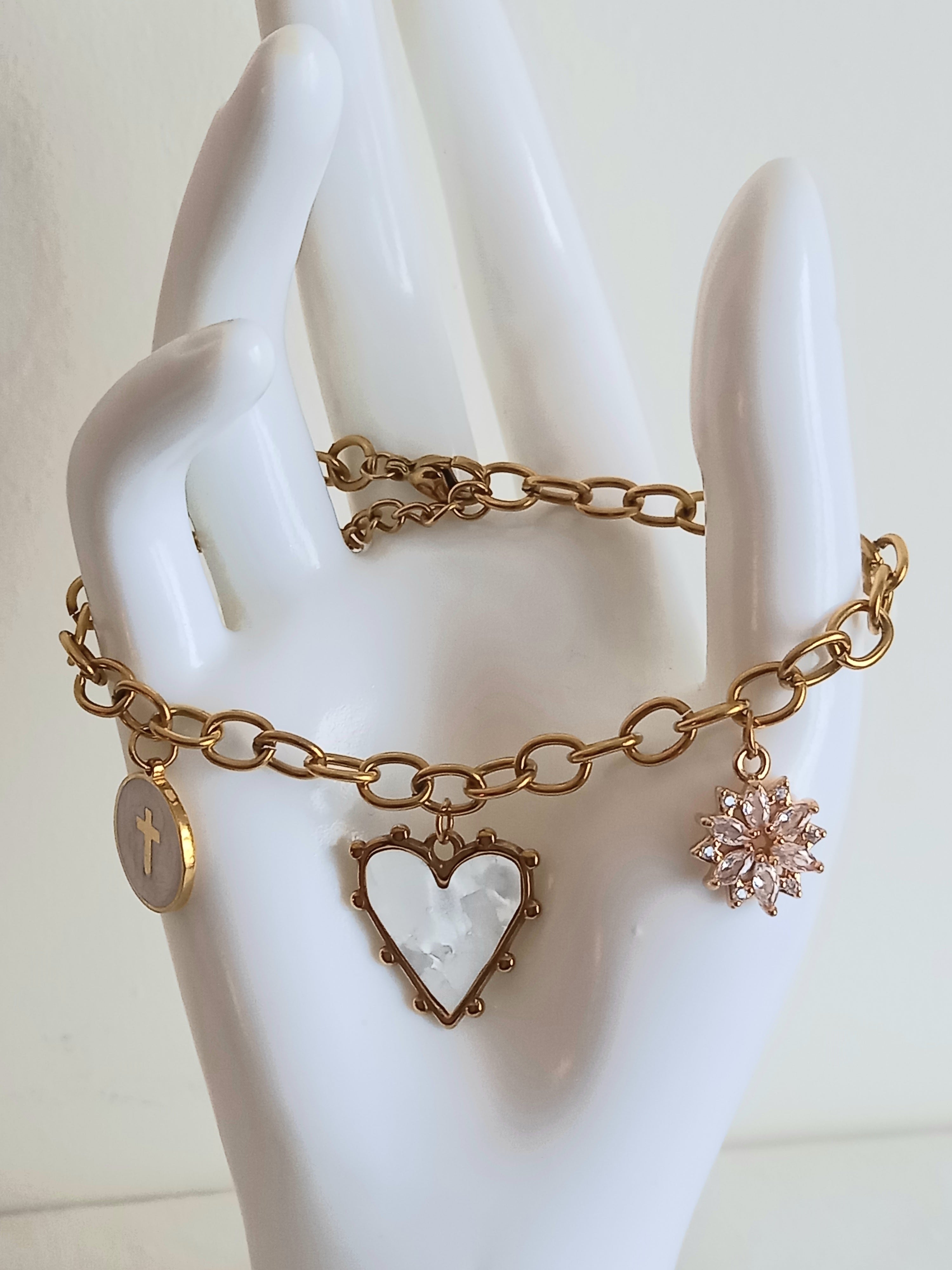 Bracelet  Acier Inoxydable - Verre Émail Bohème Élégant