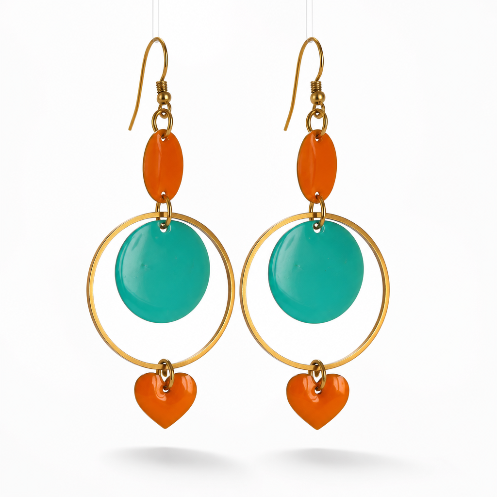Boucles d'oreilles tendance – Émail coloré & Acier inoxydable | Fait main France