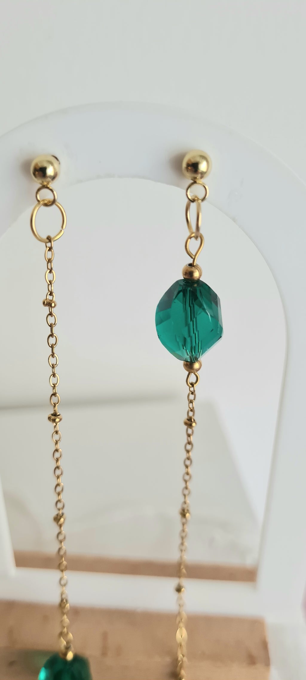 Boucles d'Oreilles Cristal Vert | Pierre Naturelle | Élaine Bohème