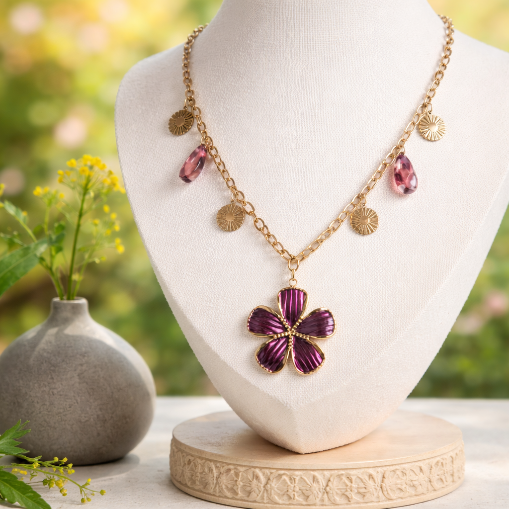 Collier tendance à breloques , acier inoxydable cintia