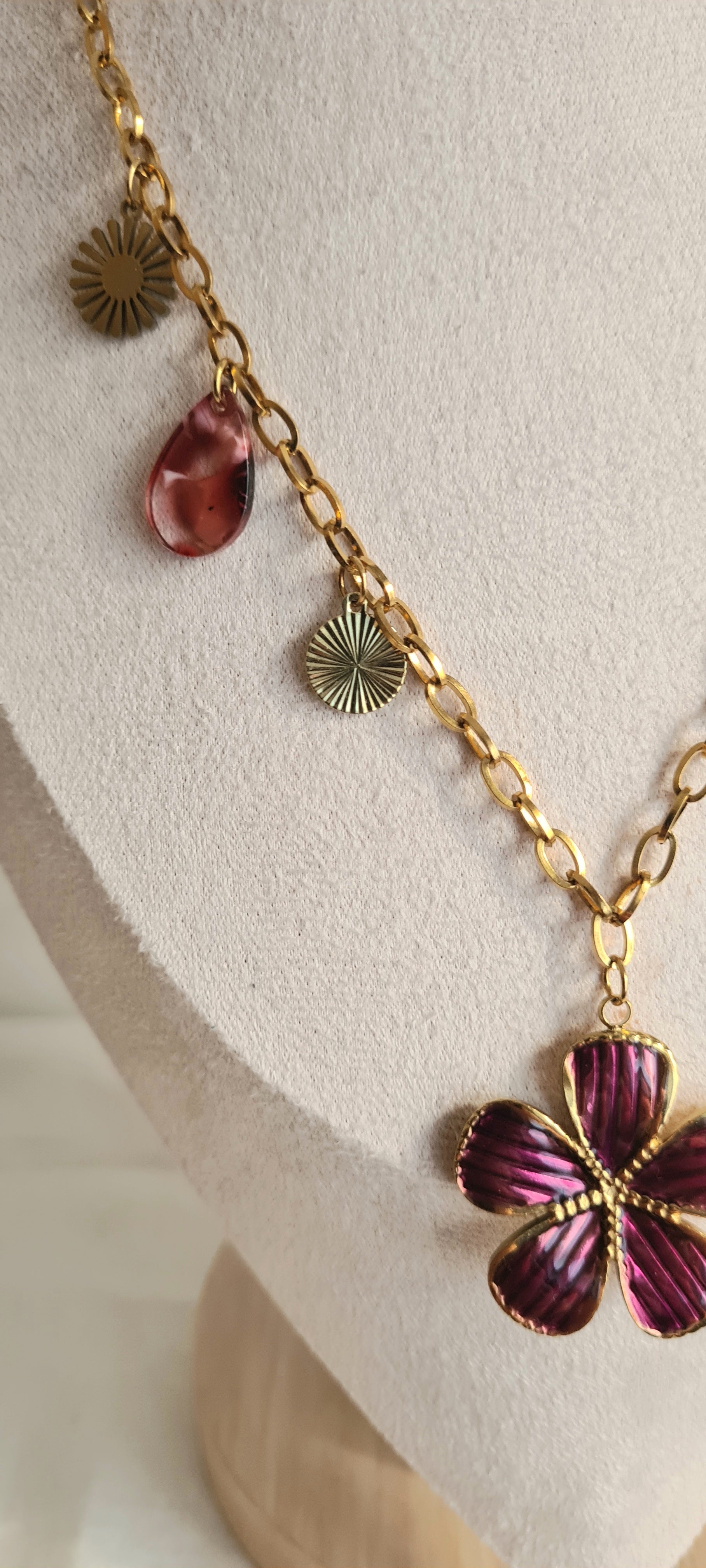 Collier tendance à breloques , acier inoxydable cintia