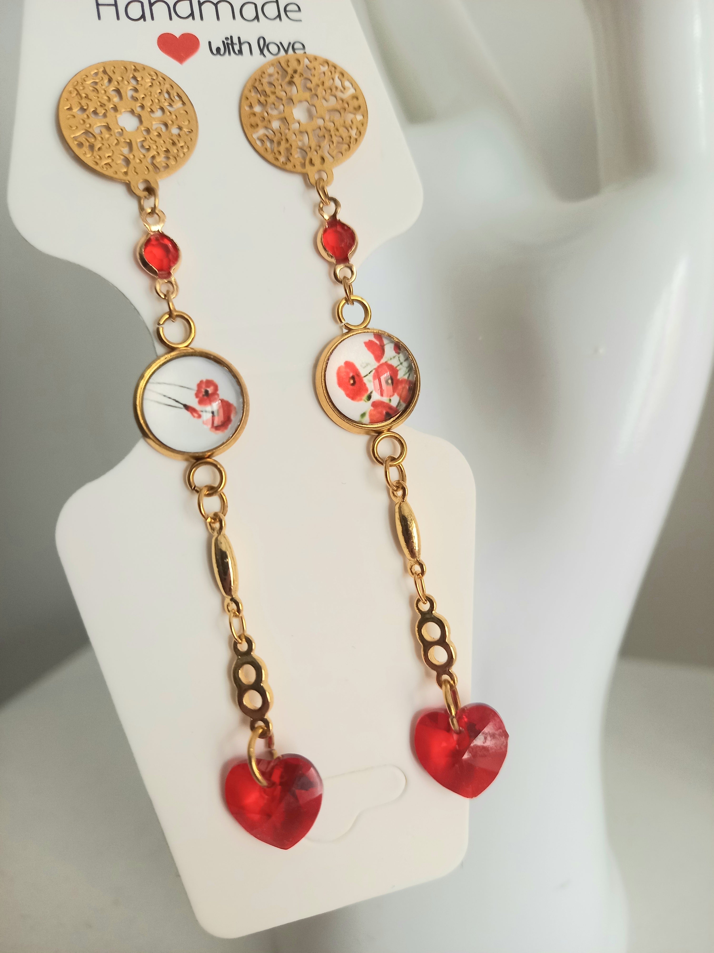 Boucles d'oreilles rouges passion