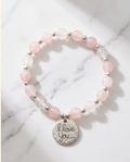Bracelet lithothérapie Love quartz rose - Élastique acier inoxydable 15cm