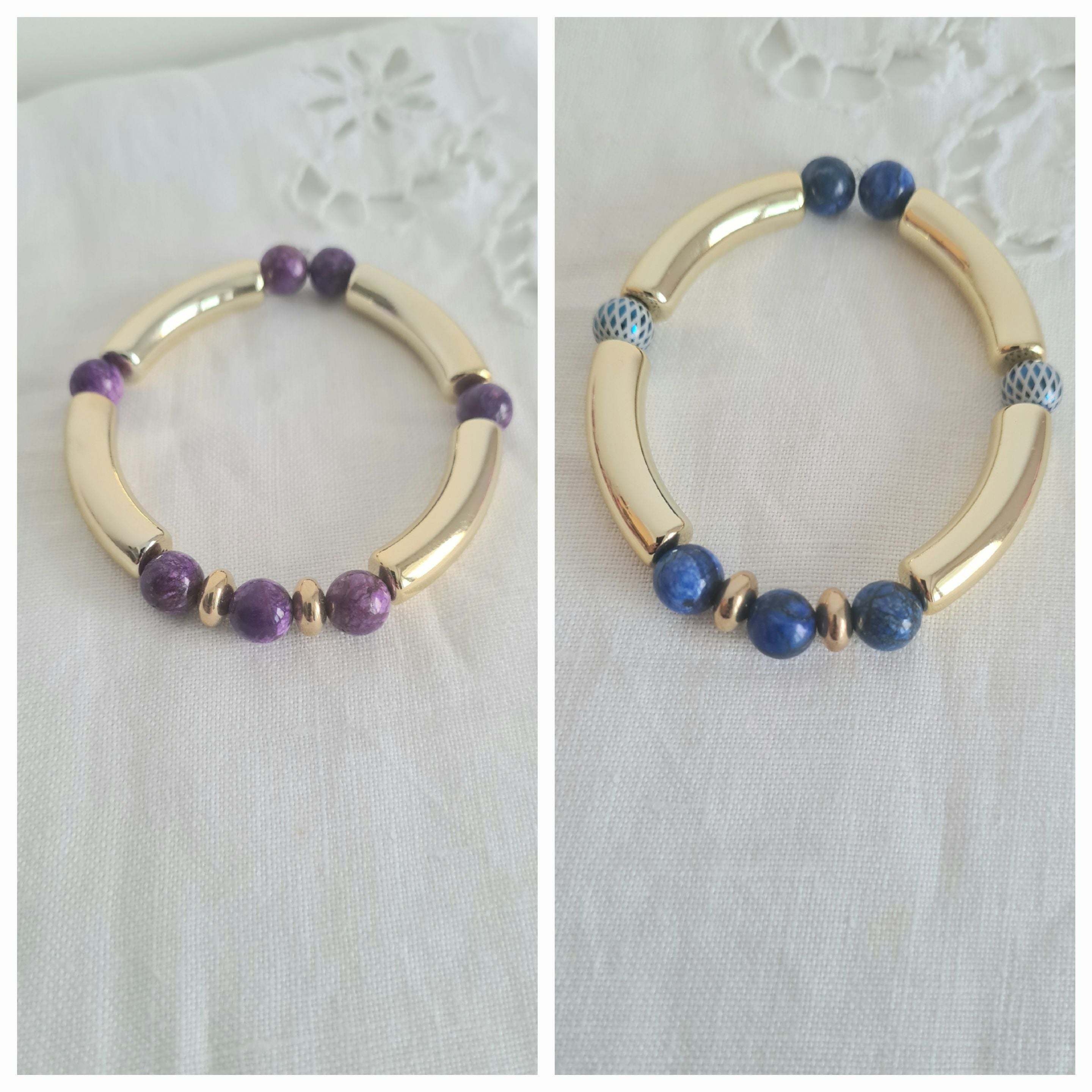 Lot de bracelets en perles de marbre