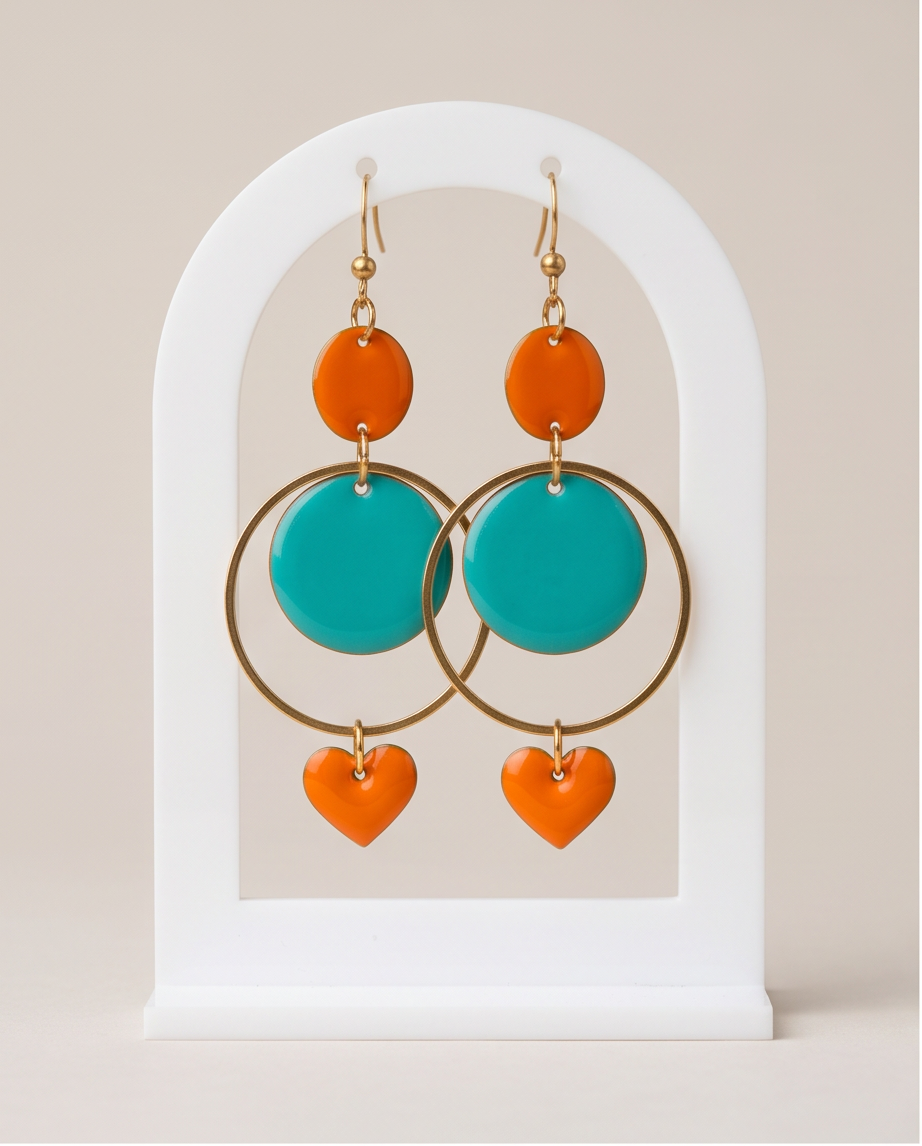 Boucles d'oreilles tendance – Émail coloré & Acier inoxydable | Fait main France
