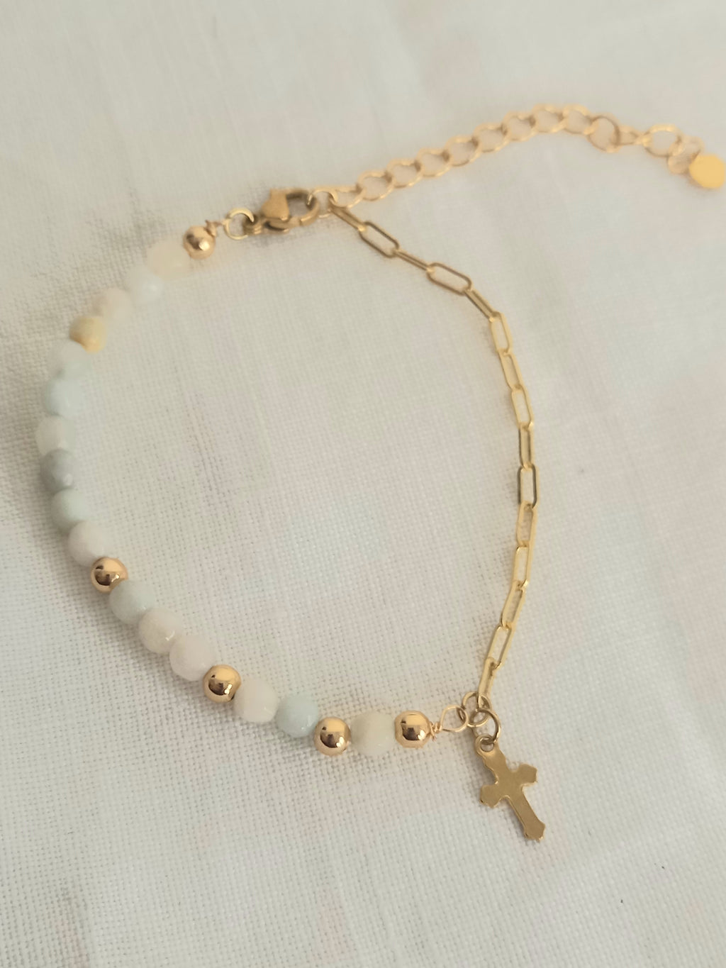 Bracelet amazonite - Perles naturelles acier inoxydable