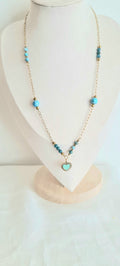 Collier lithotherapie pierre naturelle apatite , acier inoxydable Aline