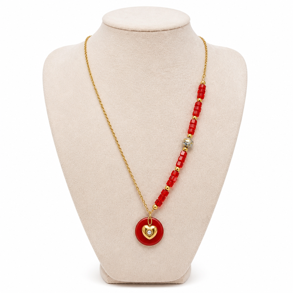 Collier Cœur Rouge Passion - Acier Inoxydable