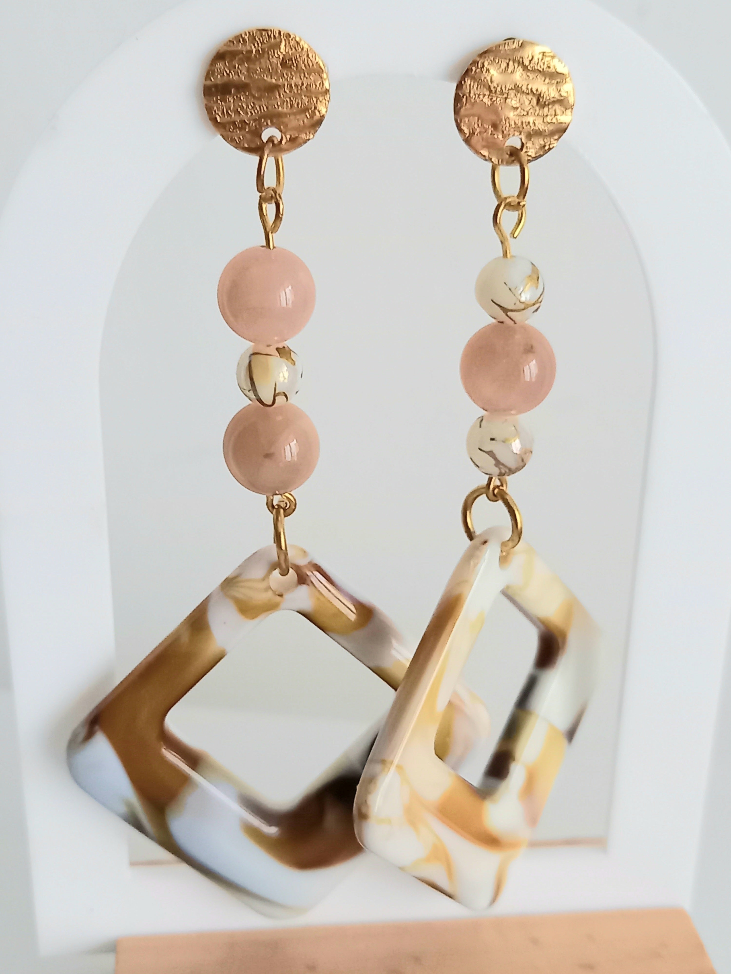 Boucles d'oreilles couleurs douces - Acier inoxydable verre acétate