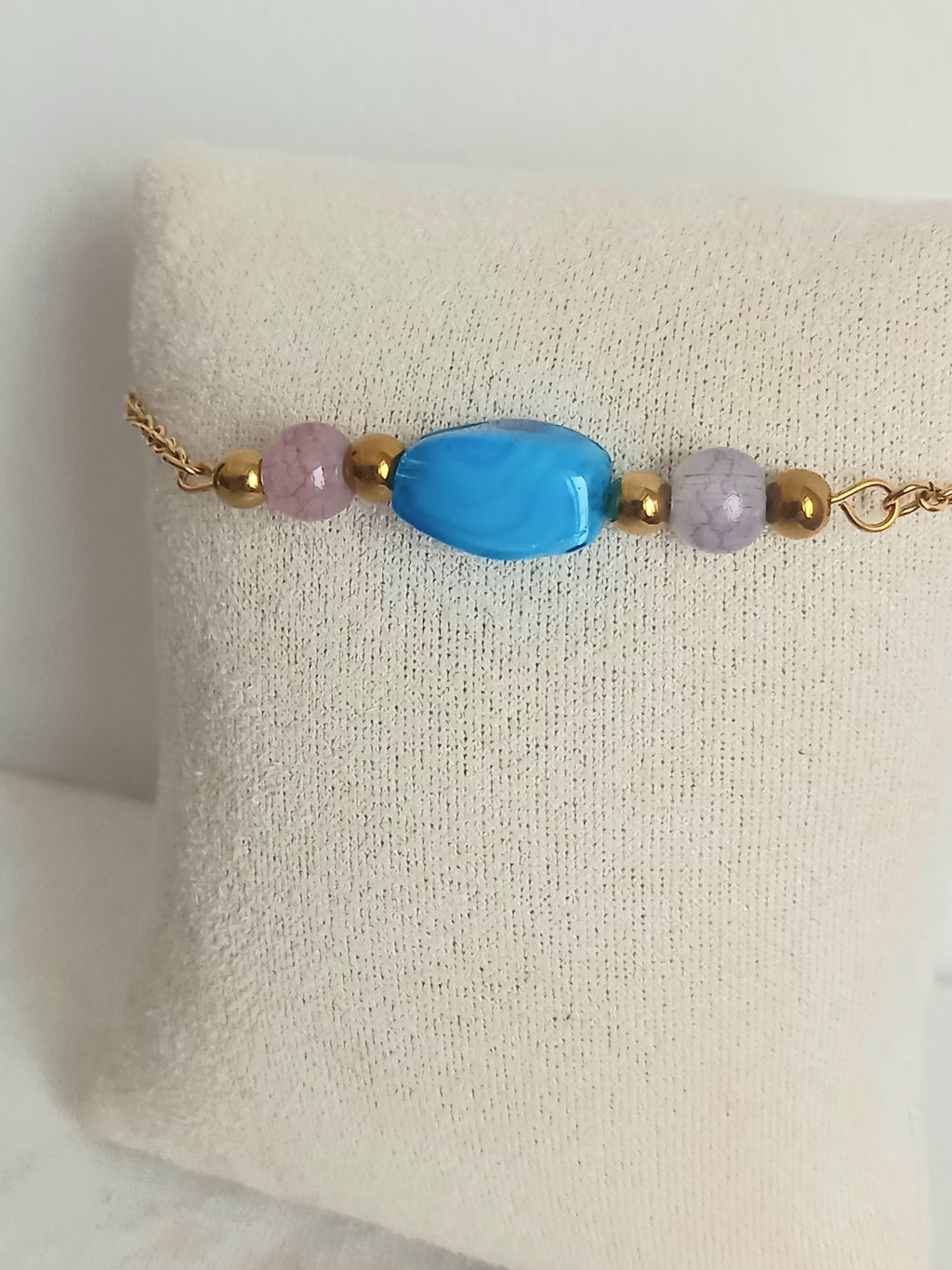 Bracelet Bohème Acier Inoxydable - Verre Perles Élégant 17cm