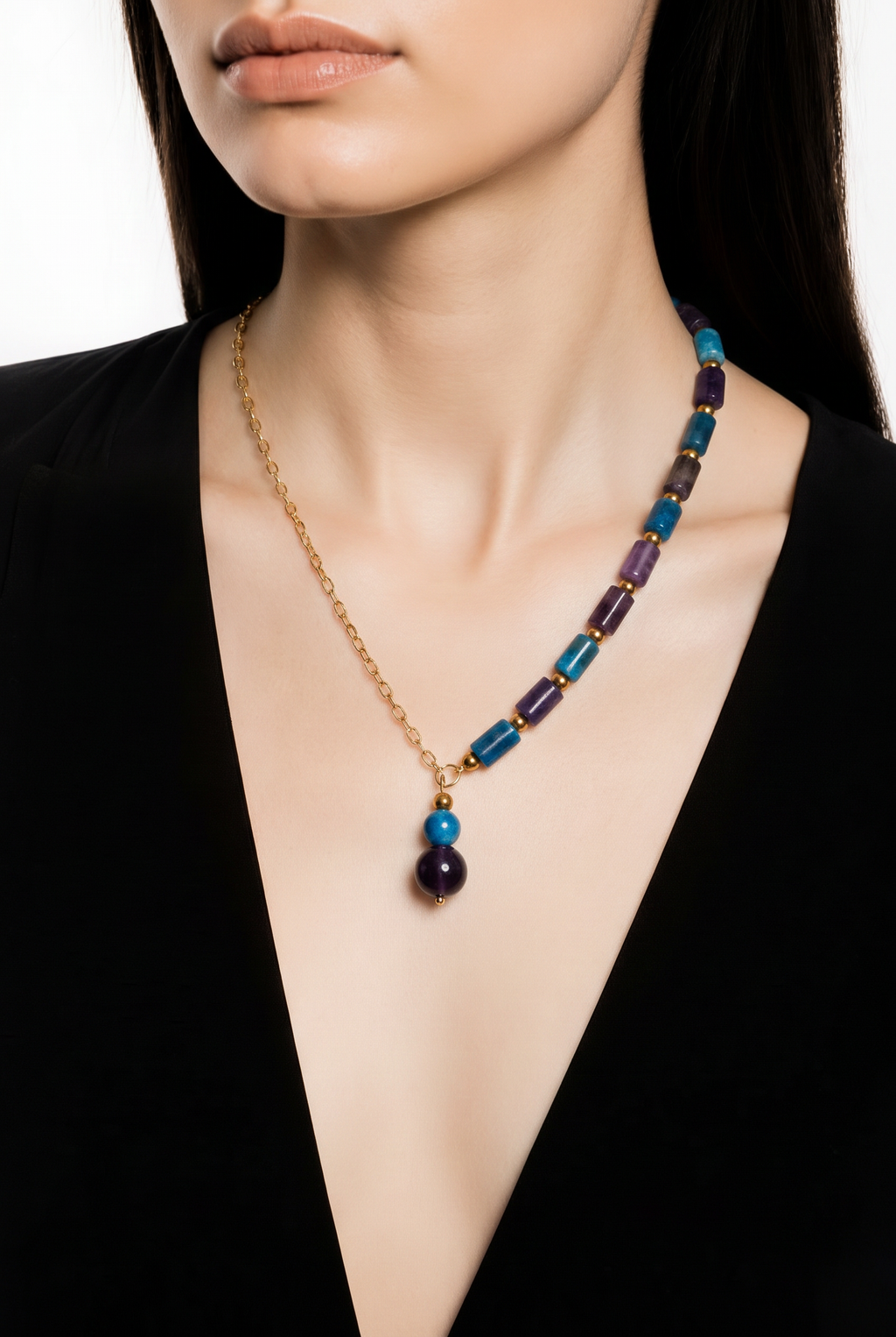 Collier Alma – Améthyste et Apatite