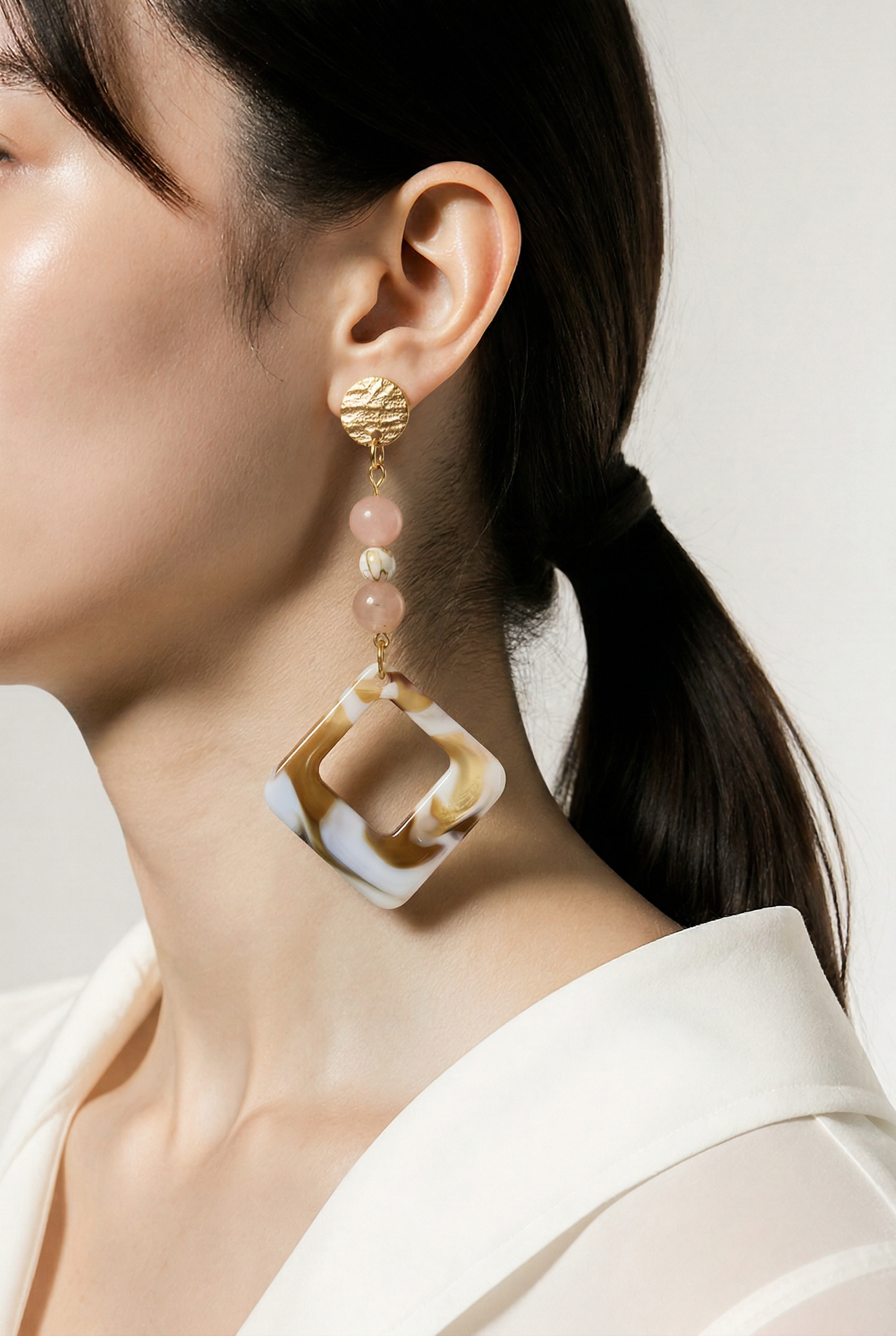 Boucles d'oreilles couleurs douces - Acier inoxydable verre acétate