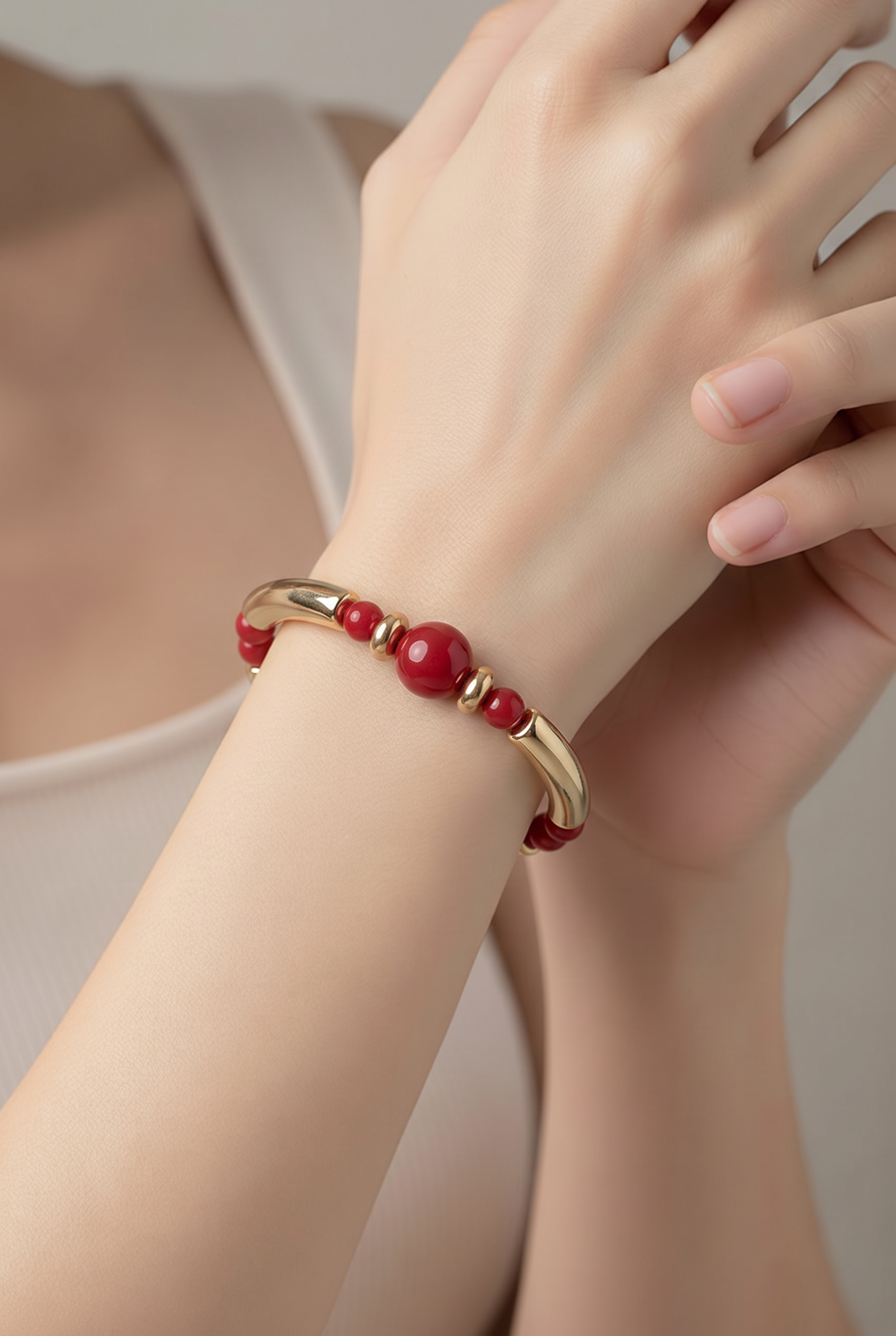 Duo de Bracelets Élégants – Perles de Verre & Acétate Doré | Fait Main en France
