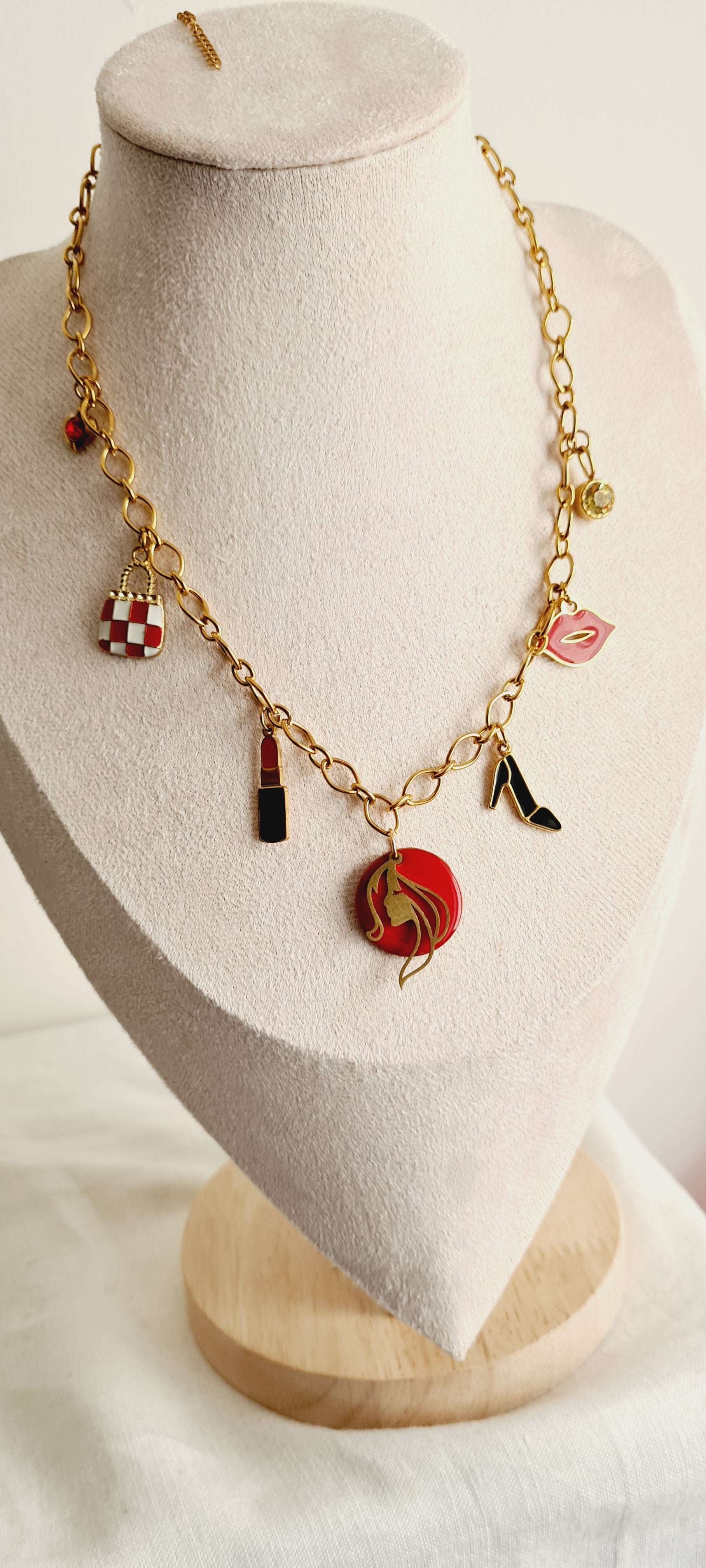Collier tendance acier inoxydable à breloques nina