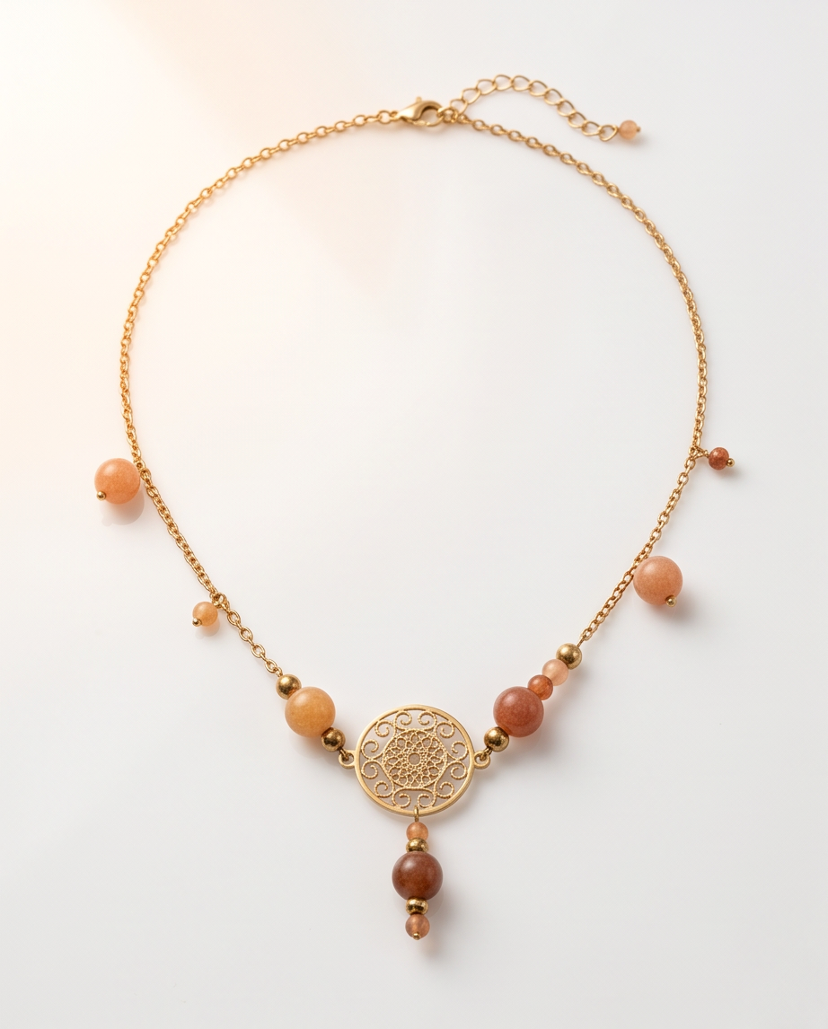 Collier Bohème en perles de cornaline , aline