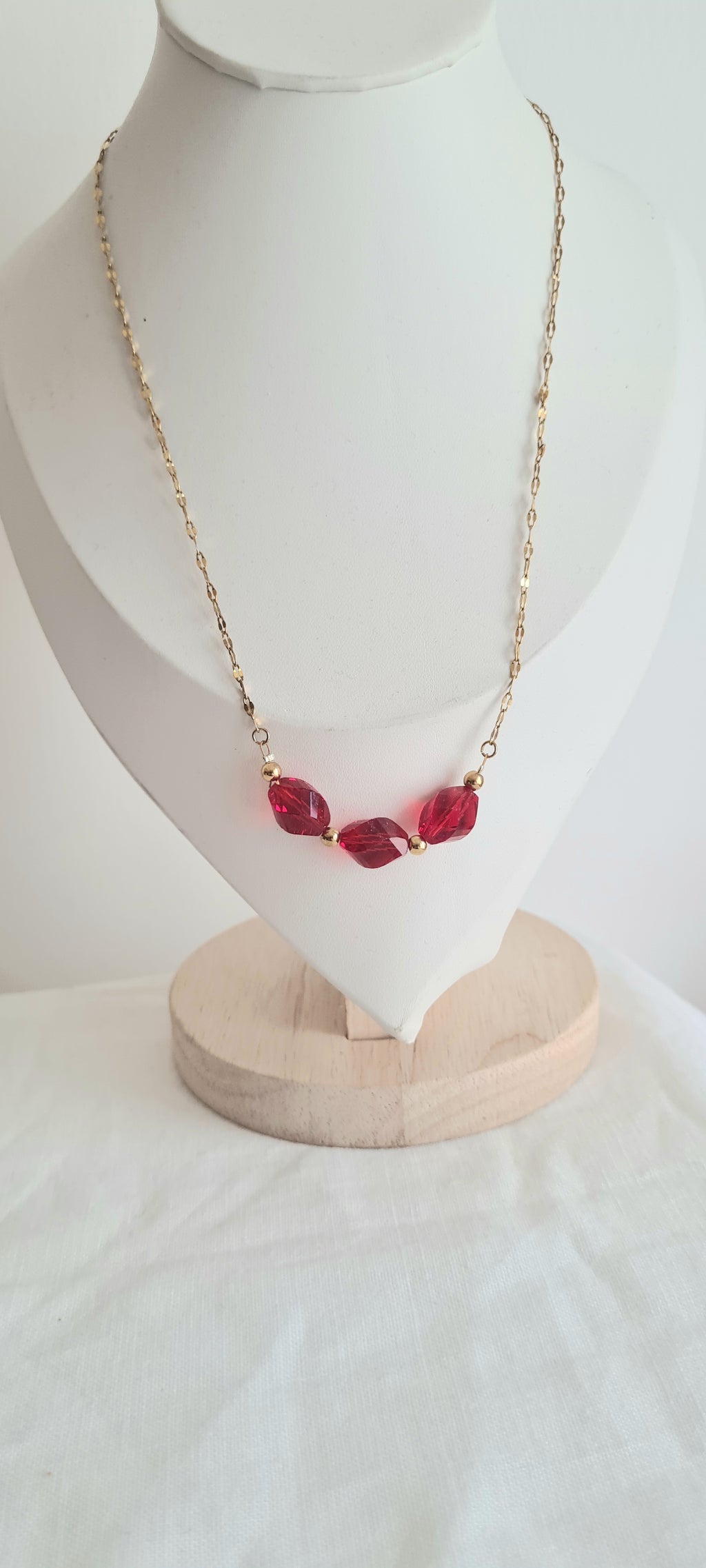 Collier Élisabeth Perles de Verre Soufflé Rouge – Bijou Artisanal Fait Main