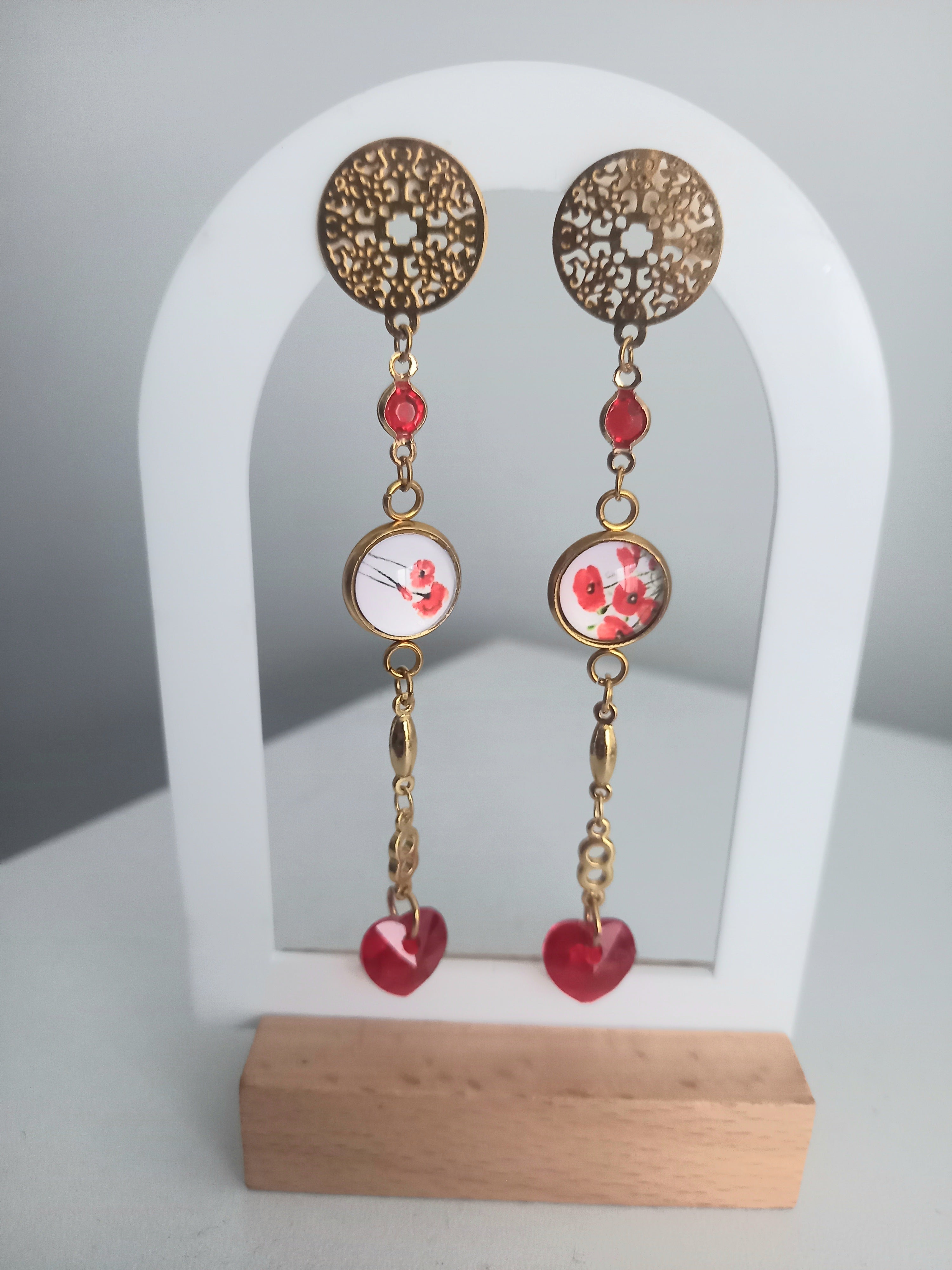Boucles d'oreilles rouges passion