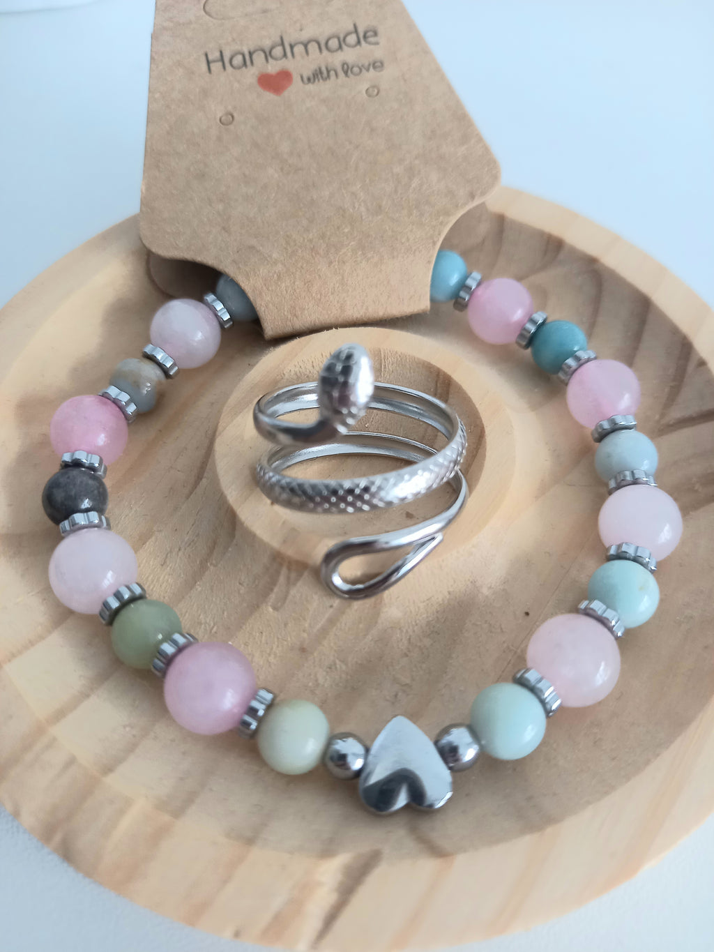 Bracelet lithothérapie quartz et béryl