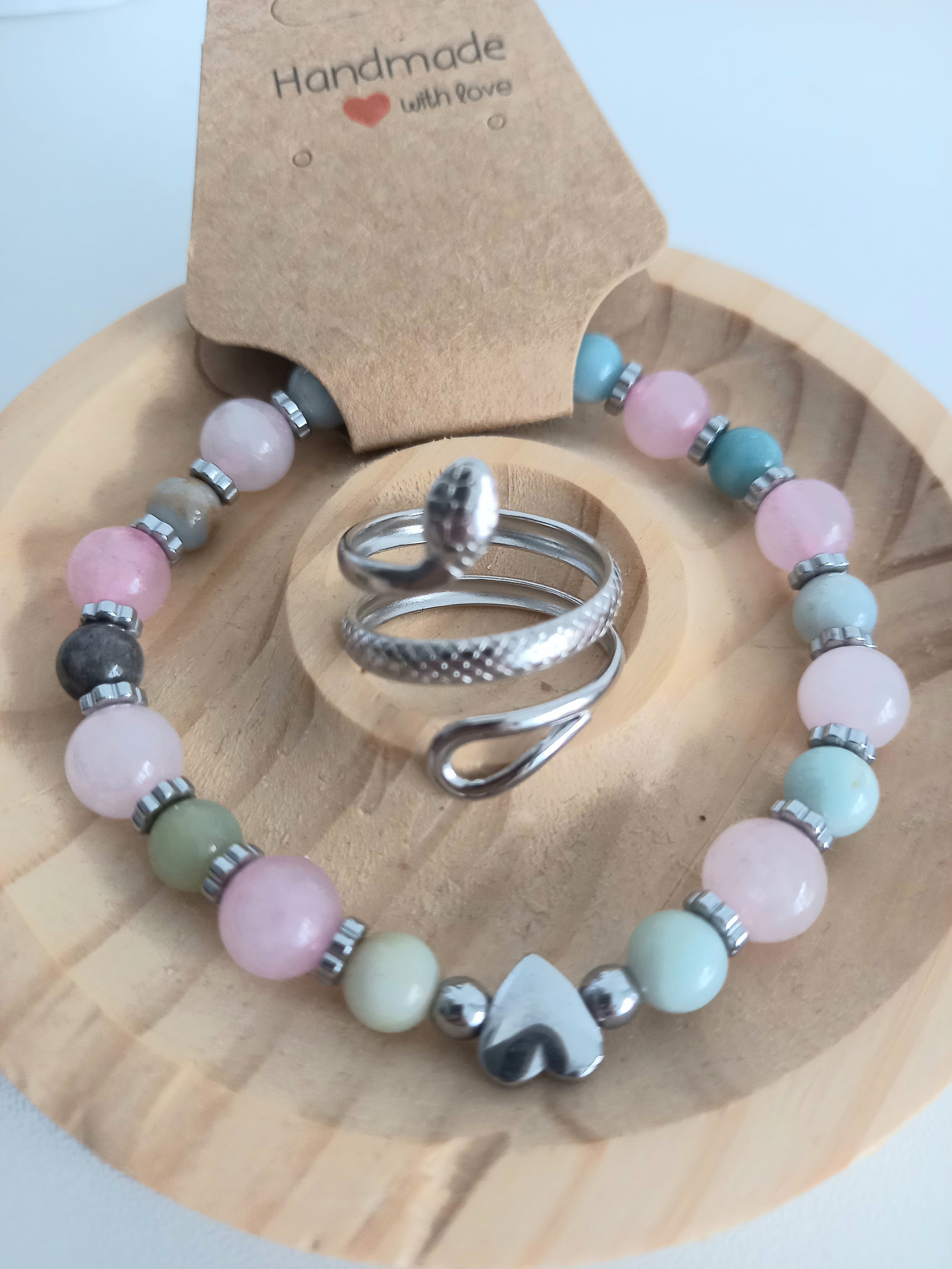 Bracelet lithothérapie quartz et béryl