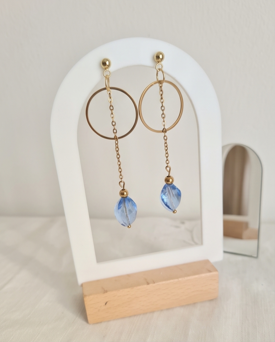 Boucles d'oreilles Élisabeth – Perle en cristal & acier inoxydable
