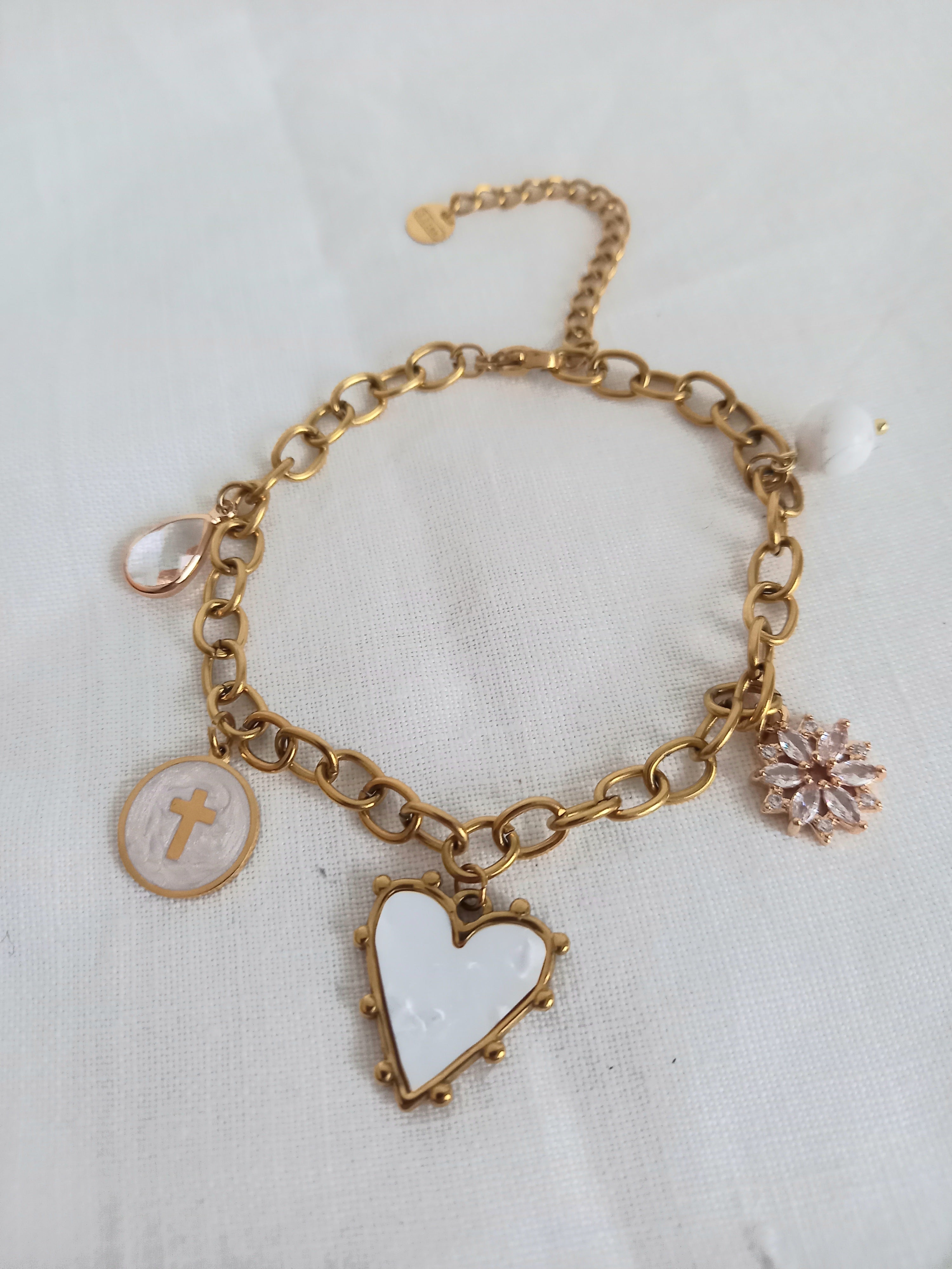 Bracelet  Acier Inoxydable - Verre Émail Bohème Élégant