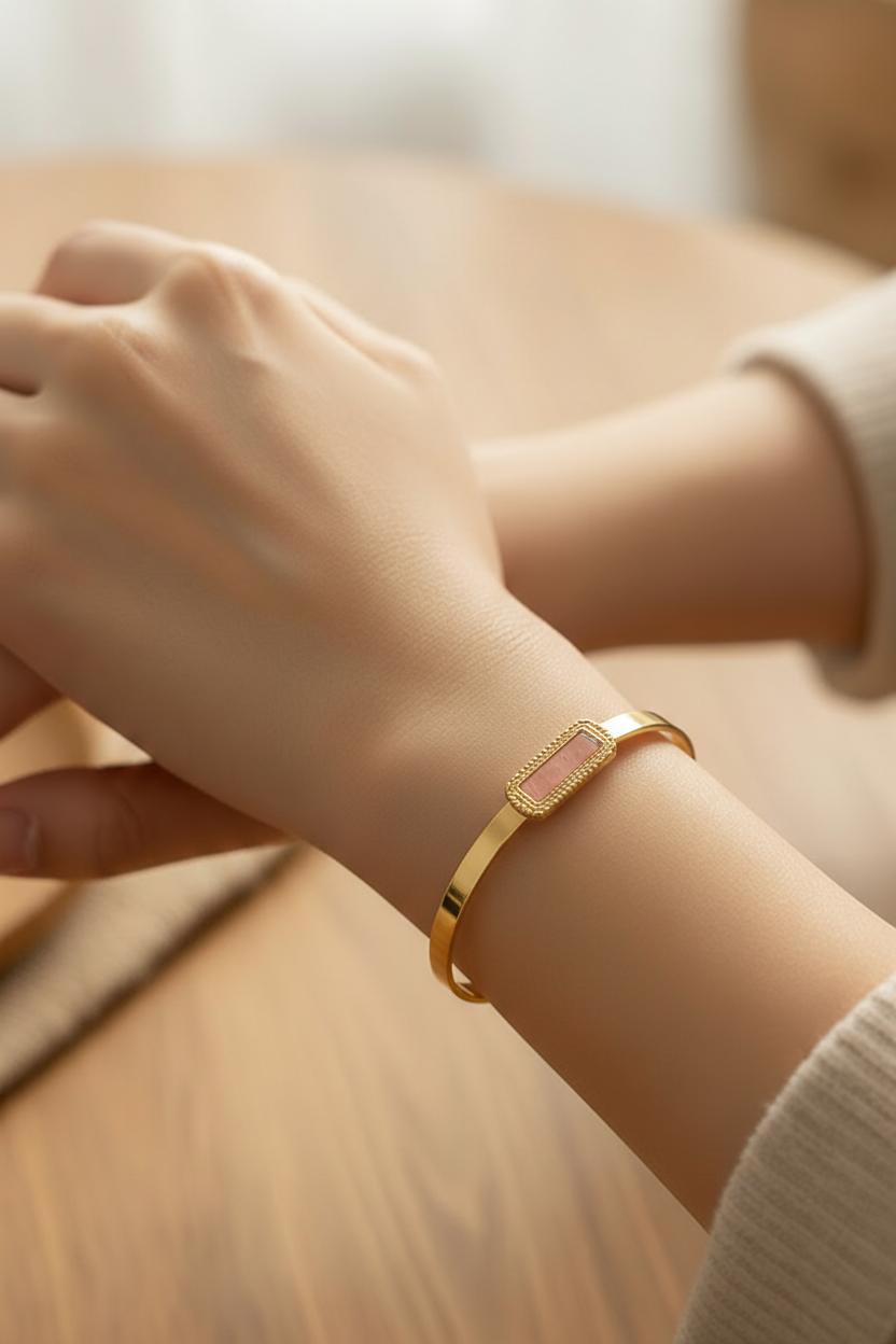 Bracelet jonc pierre du soleil - Acier inoxydable haute qualité