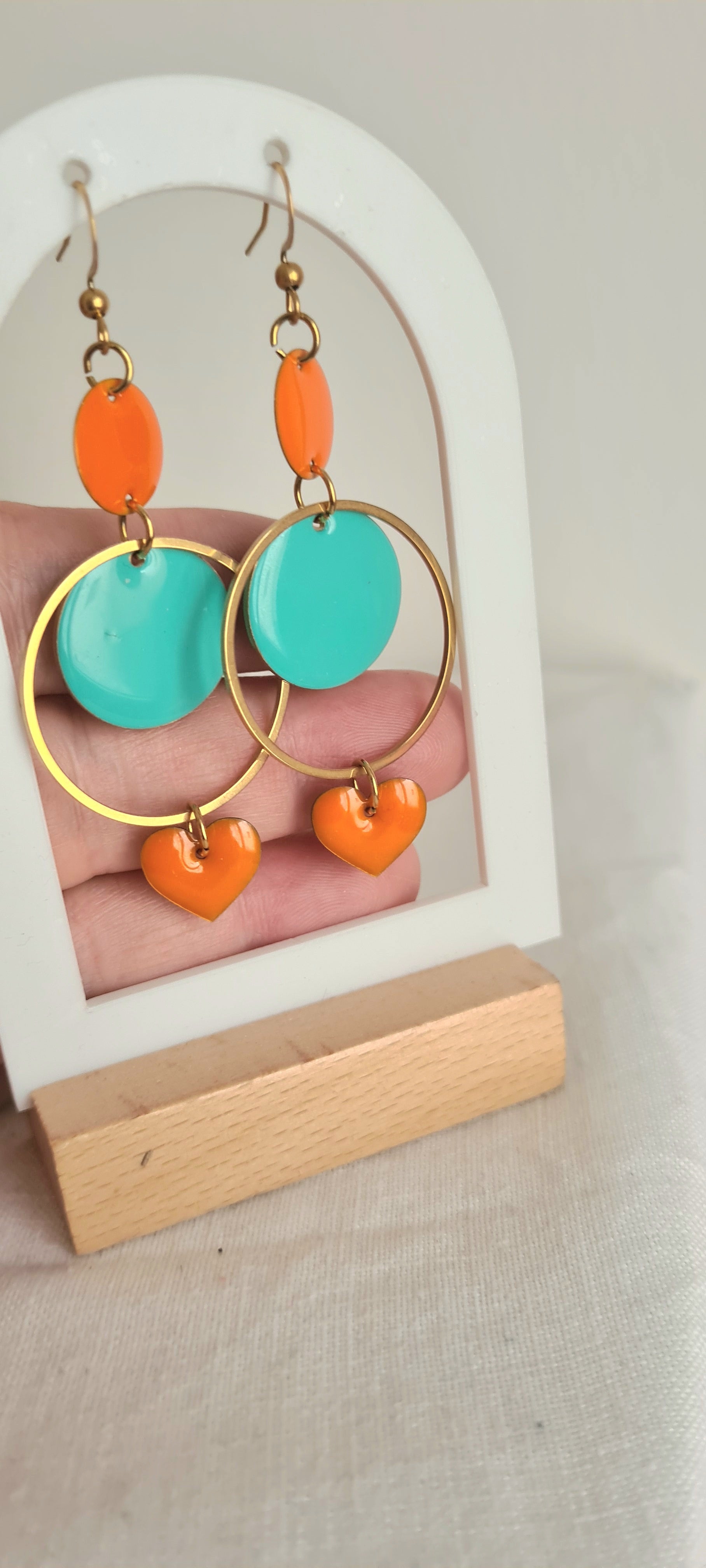 Boucles d'oreilles tendance – Émail coloré & Acier inoxydable | Fait main France