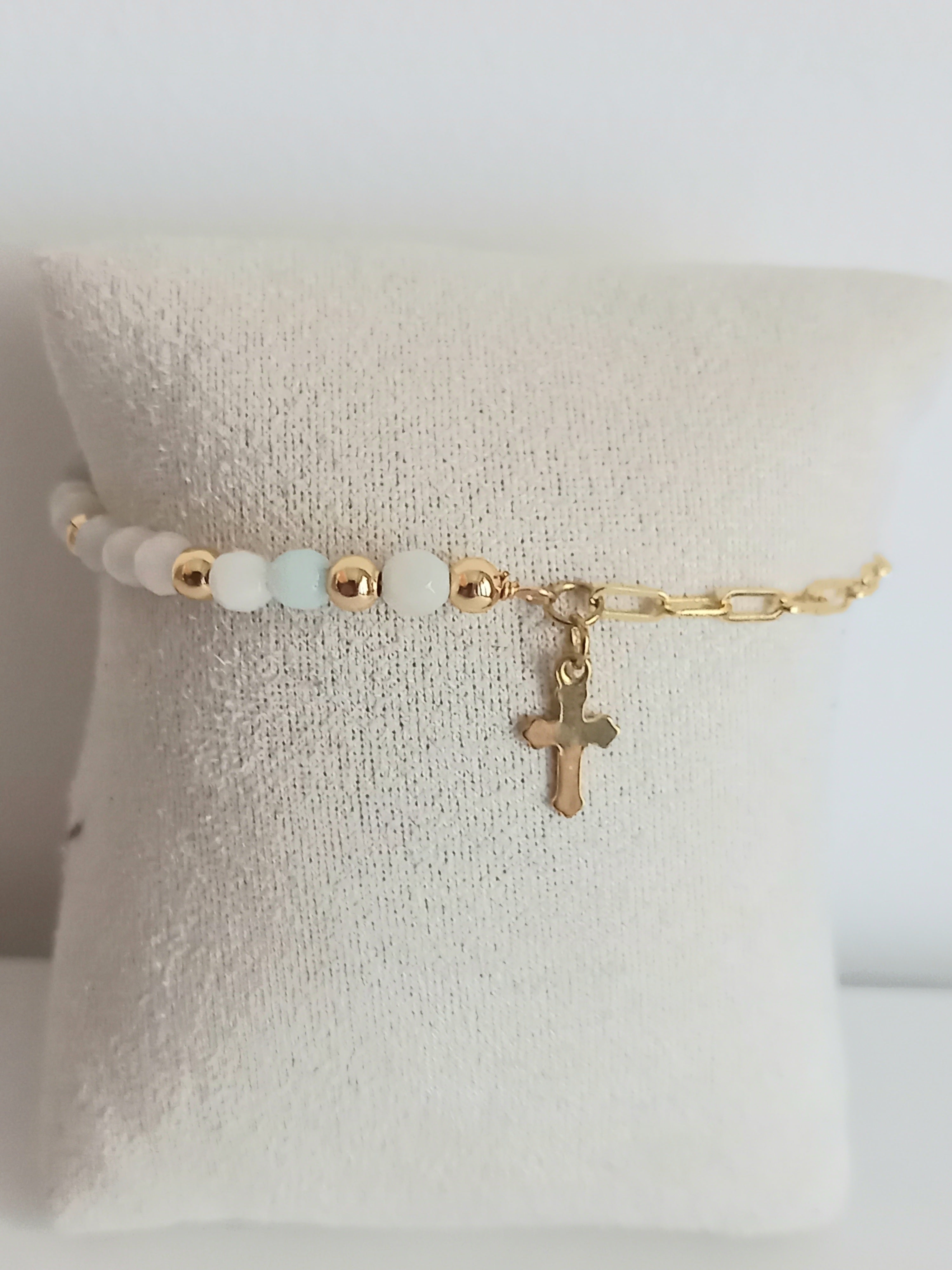 Bracelet amazonite - Perles naturelles acier inoxydable