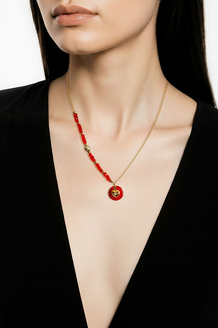 Collier Cœur Rouge Passion - Acier Inoxydable