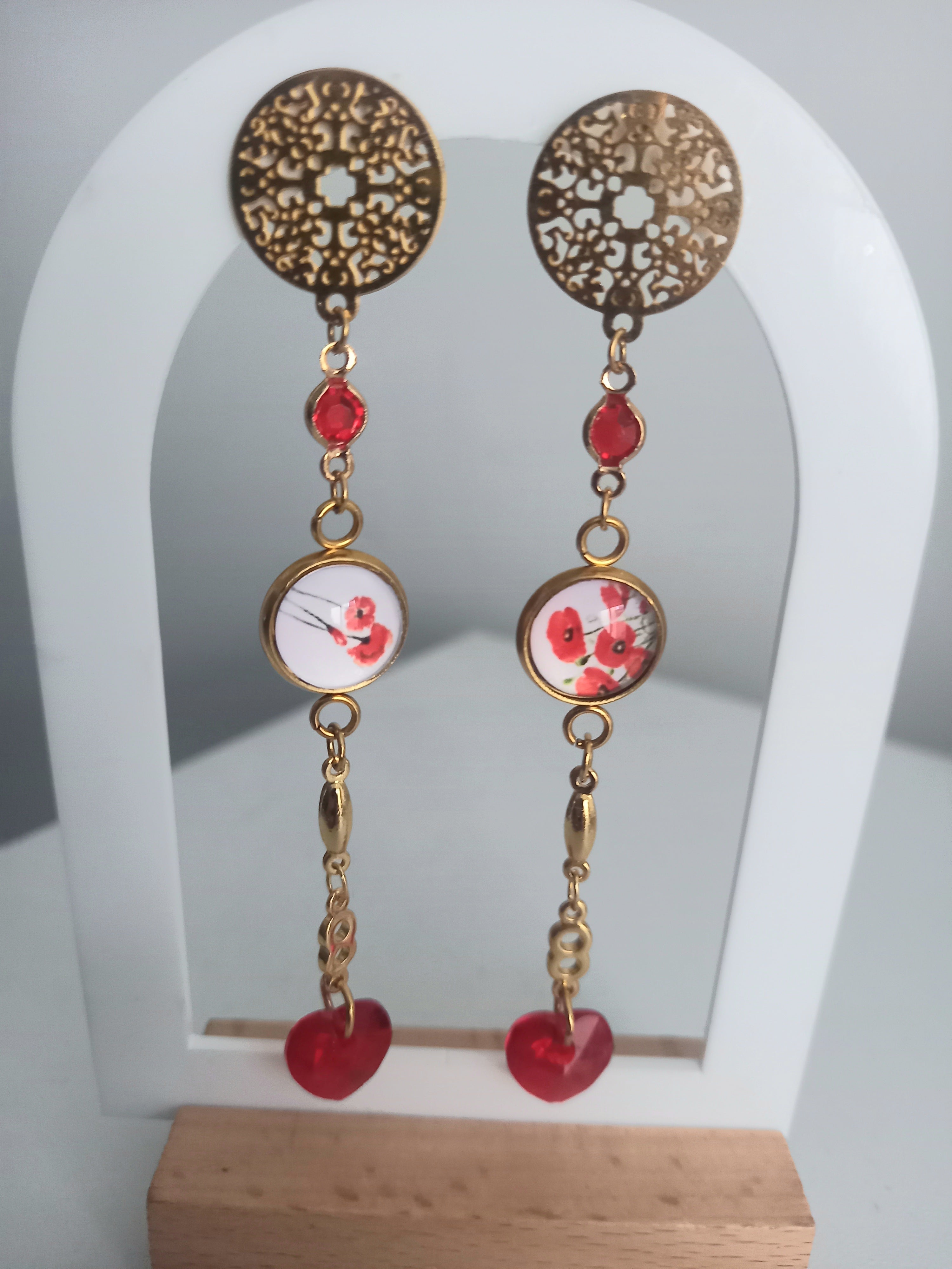 Boucles d'oreilles rouges passion