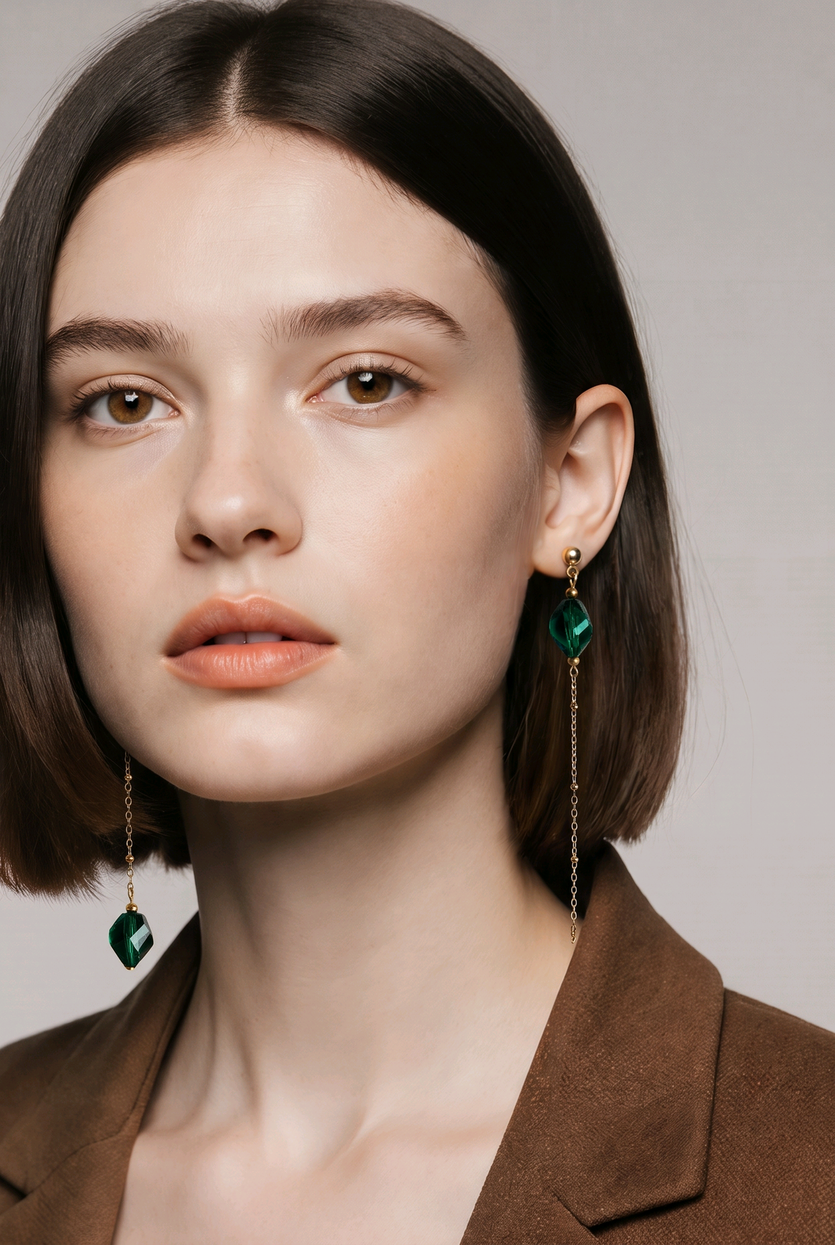 Boucles d'Oreilles Cristal Vert | Pierre Naturelle | Élaine Bohème