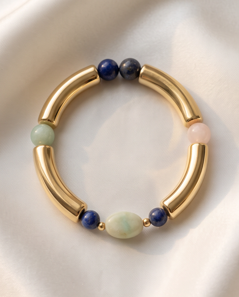 Bracelet Lithothérapie Amazonite & Lapis Lazuli – Sérénité & Expression