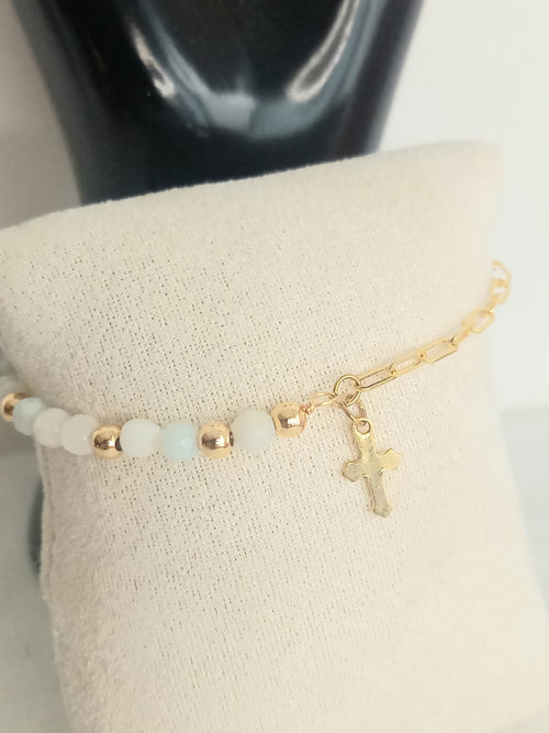 Bracelet amazonite - Perles naturelles acier inoxydable alma