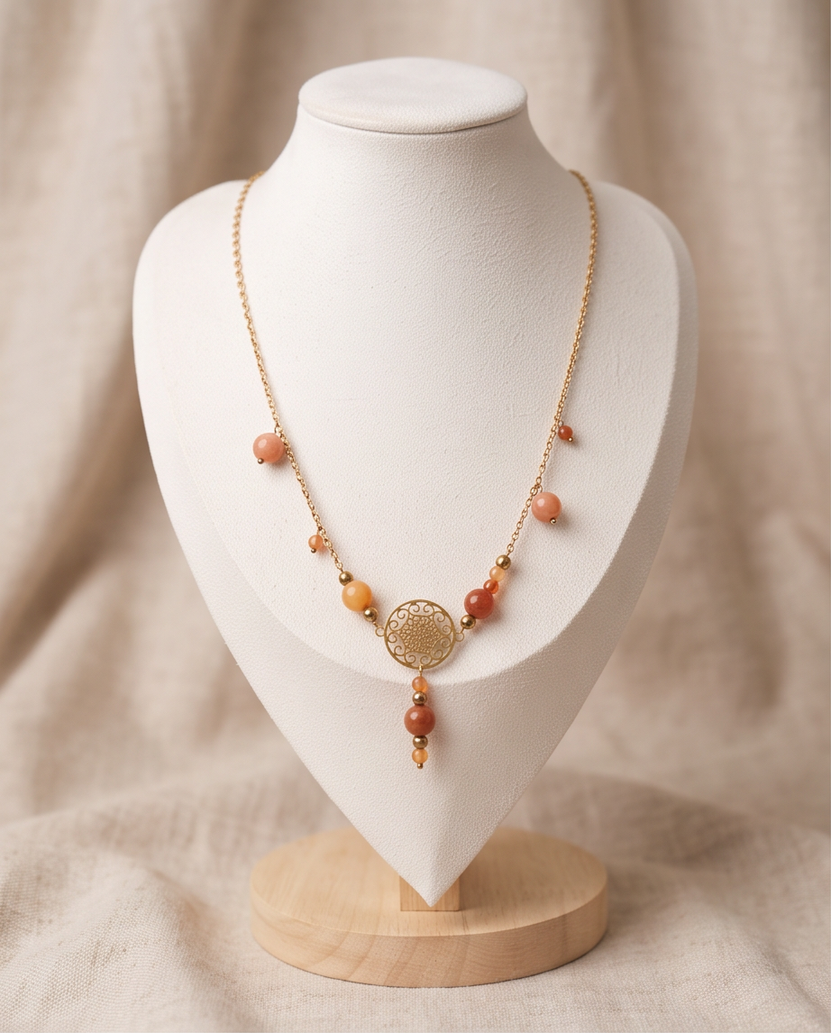 Collier Bohème en perles de cornaline , aline