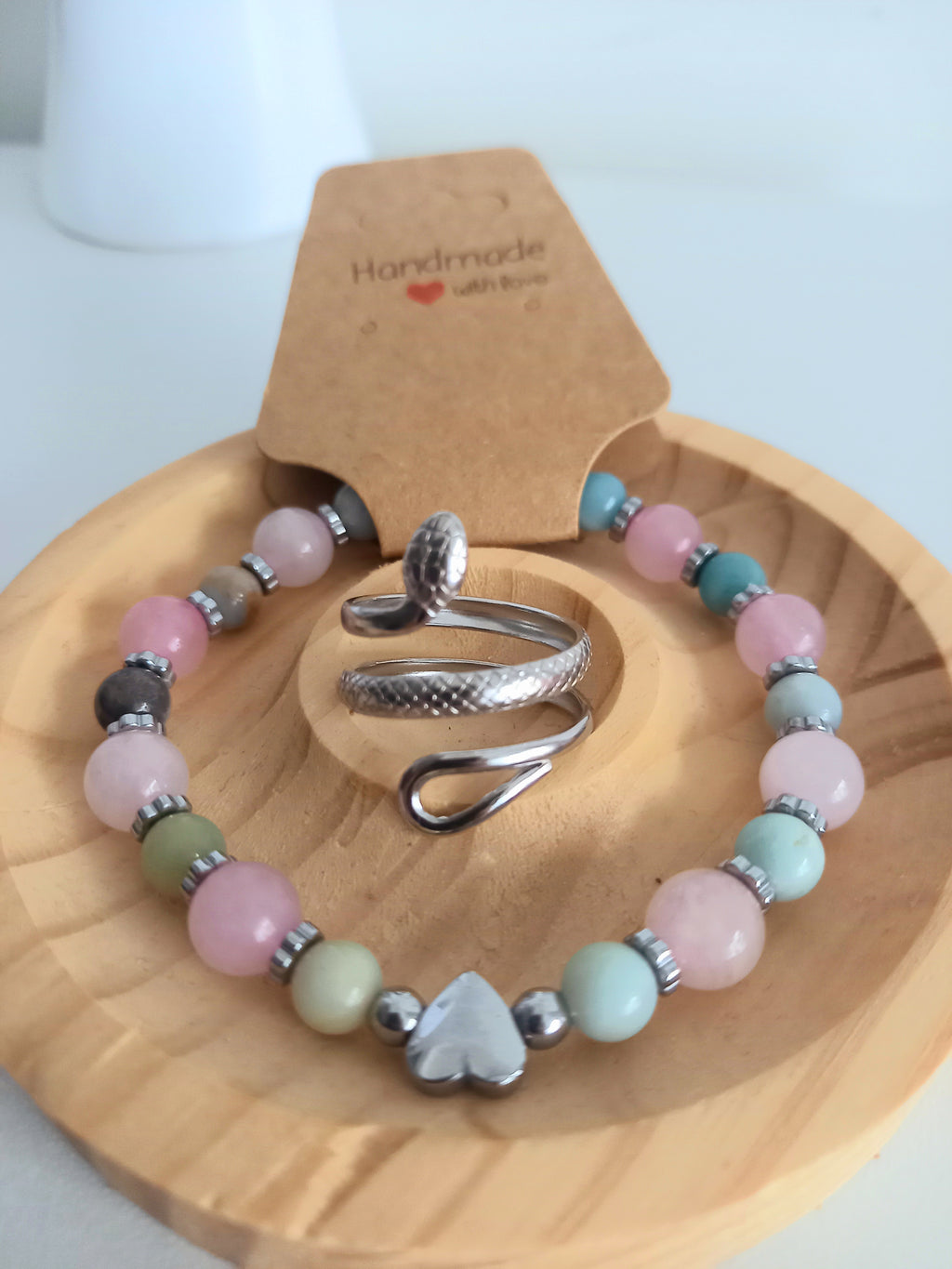 Bracelet lithothérapie quartz et béryl