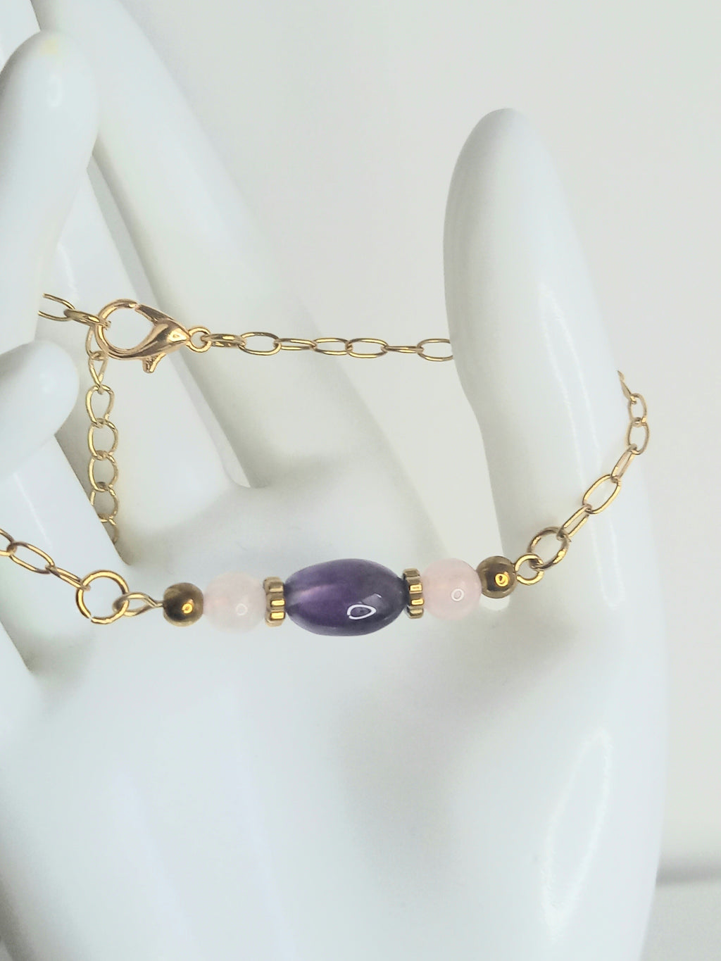 Bracelet Améthyste Quartz Rose - Lithothérapie Pierres Naturelles France