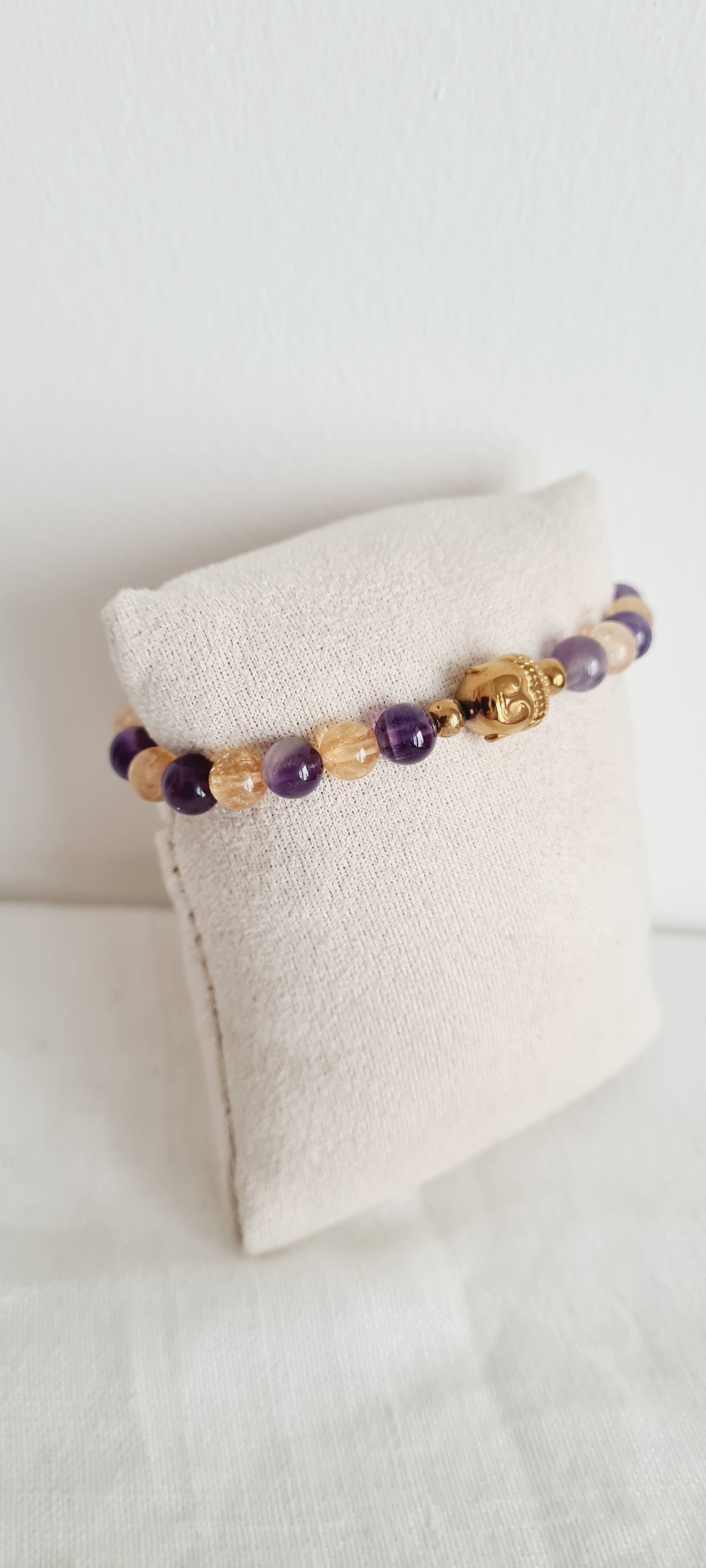 Bracelet Améthyste Citrine Bouddha - Lithothérapie Spirituel France