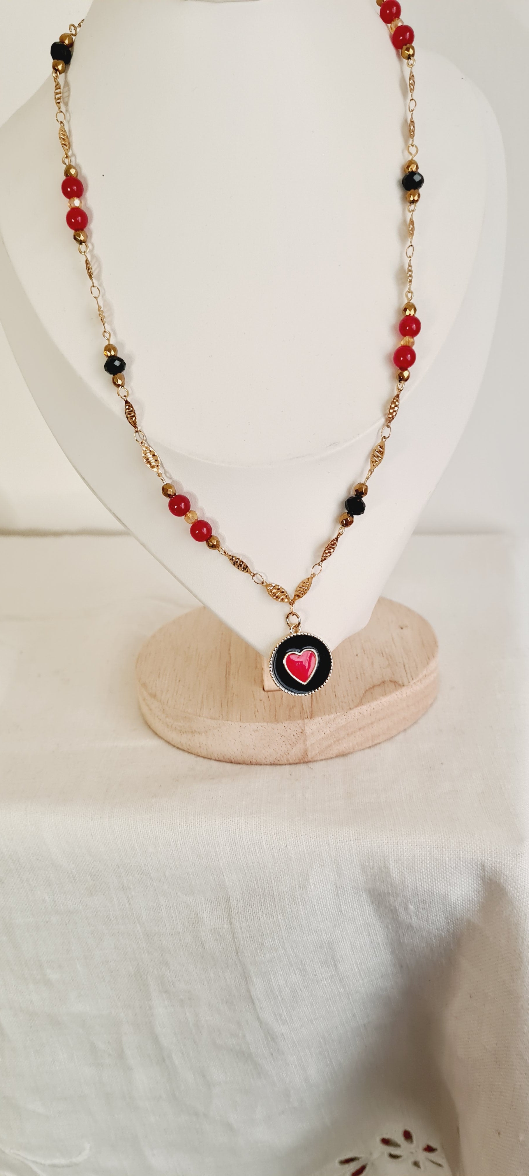 Collier Johanna – Perles de verre & acier inoxydable