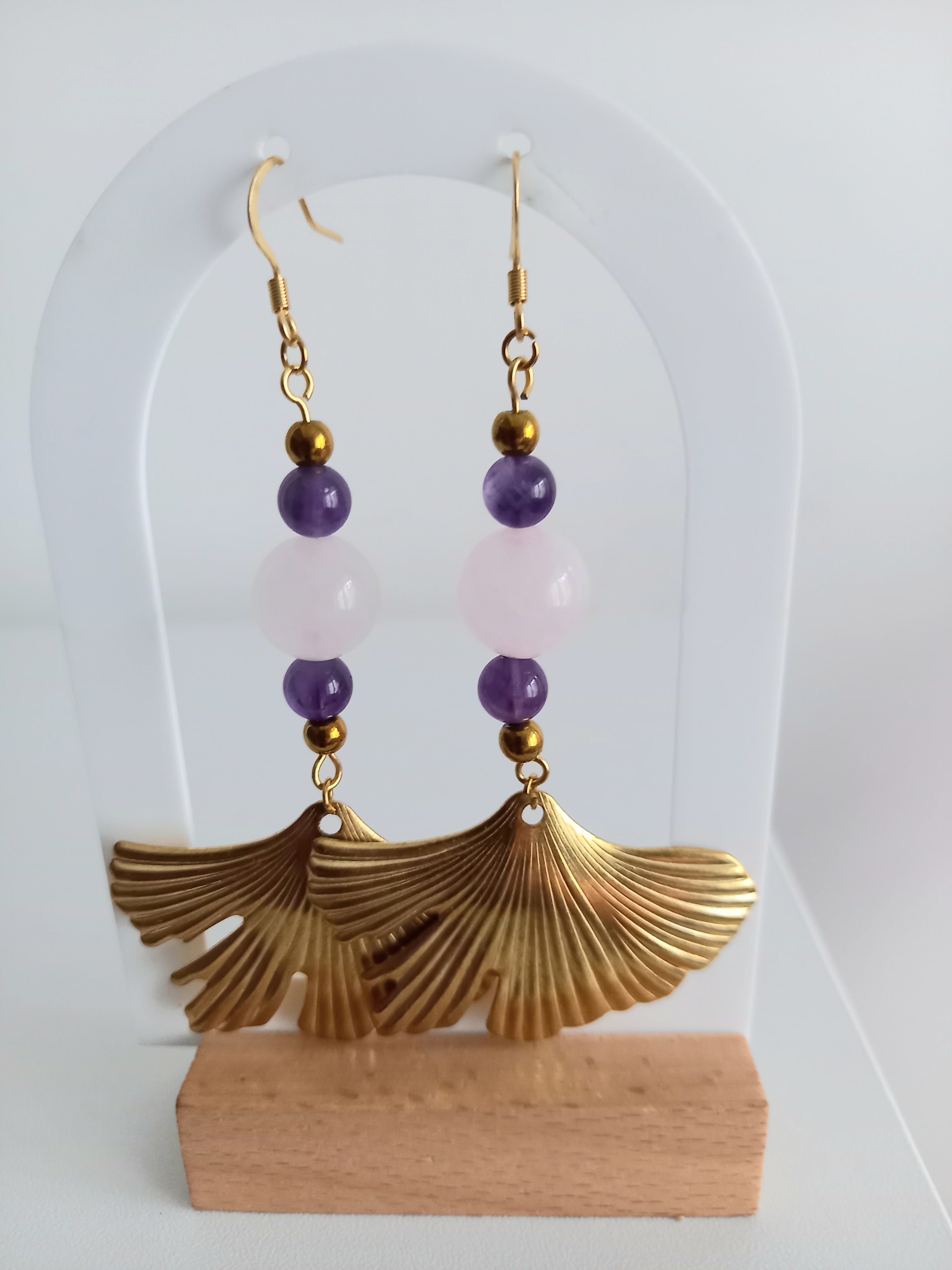 Boucles d'oreilles bohème rose