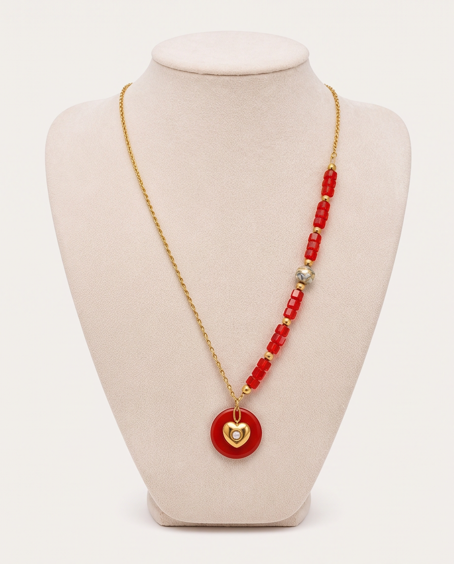 Collier Cœur Rouge Passion - Acier Inoxydable