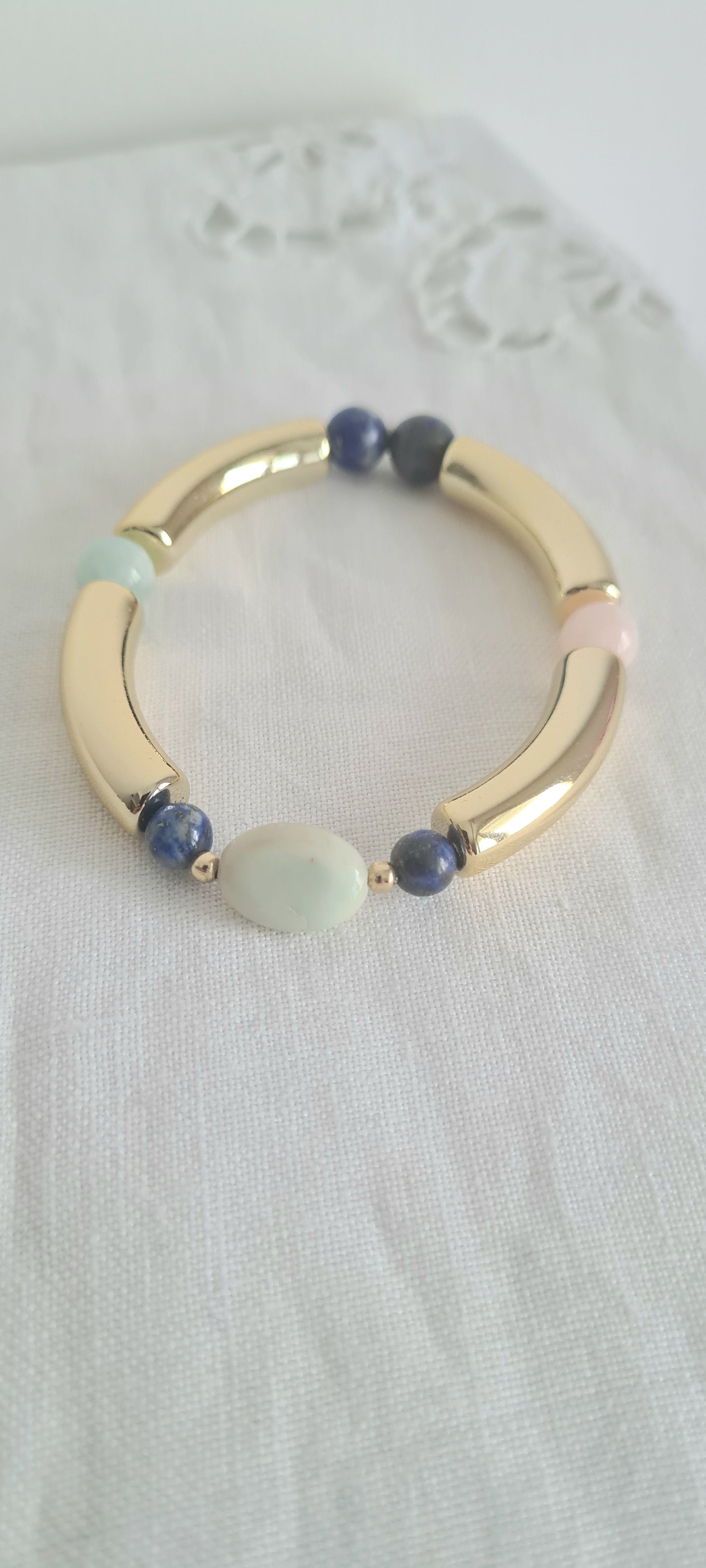 Bracelet Lithothérapie Amazonite & Lapis Lazuli – Sérénité & Expression